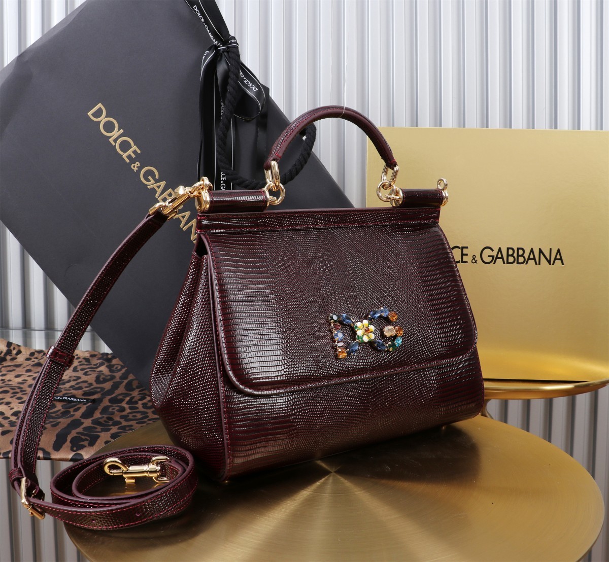 🦎🦎新款钻扣🔥🔥Dolce & Gabban杜嘉班纳 💋(🔍BB6113# 蜥蜴纹钻扣 Sicily 1