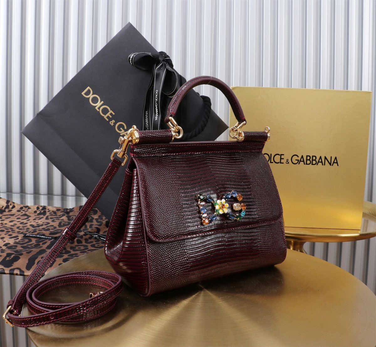 🦎新款钻扣💎Dolce & Gabban杜嘉班纳 💋(🔍BB6112# 蜥蜴纹 Sicily 100%正