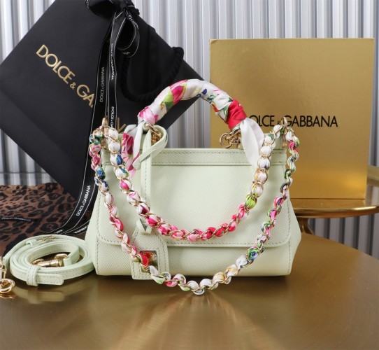 Dolce & Gabbana Calfskin Mini Handbag with Floral Chain Accents 1 Dolce & Gabbana Calfskin Mini Handbag with Floral Chain Accents