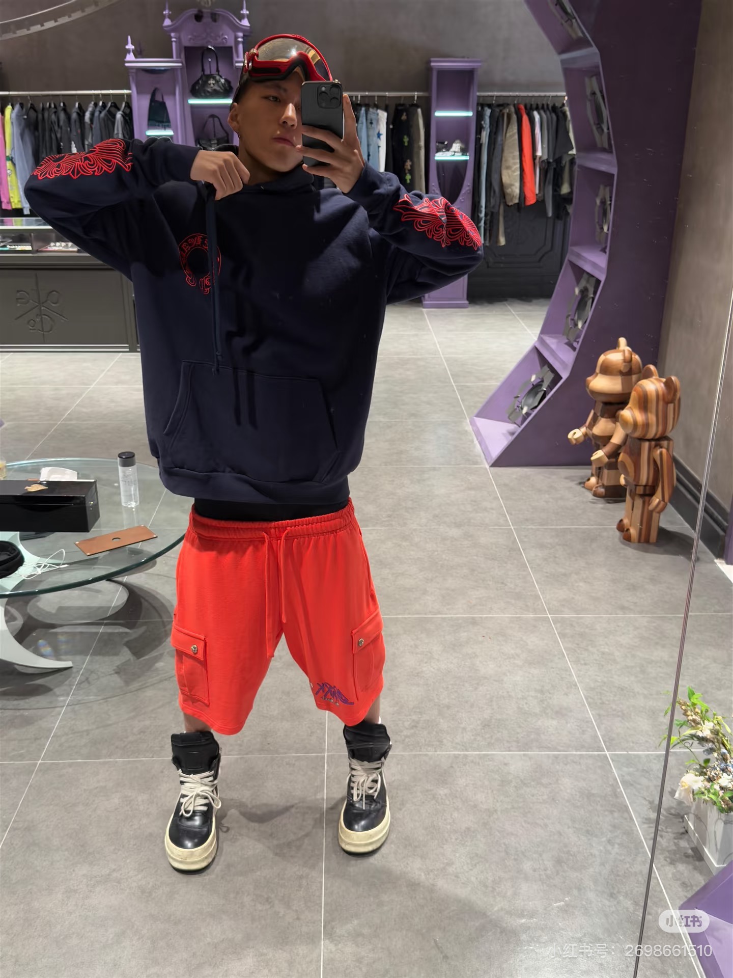 【上身图】CH 克罗心马蹄麒麟臂连帽外套（蓝色）