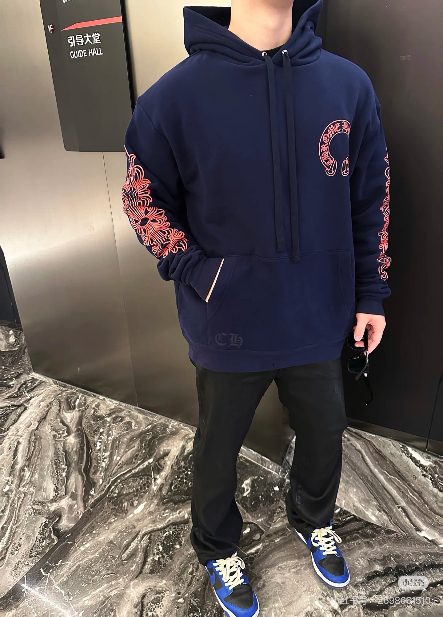 【上身图】CH 克罗心马蹄麒麟臂连帽外套（蓝色）