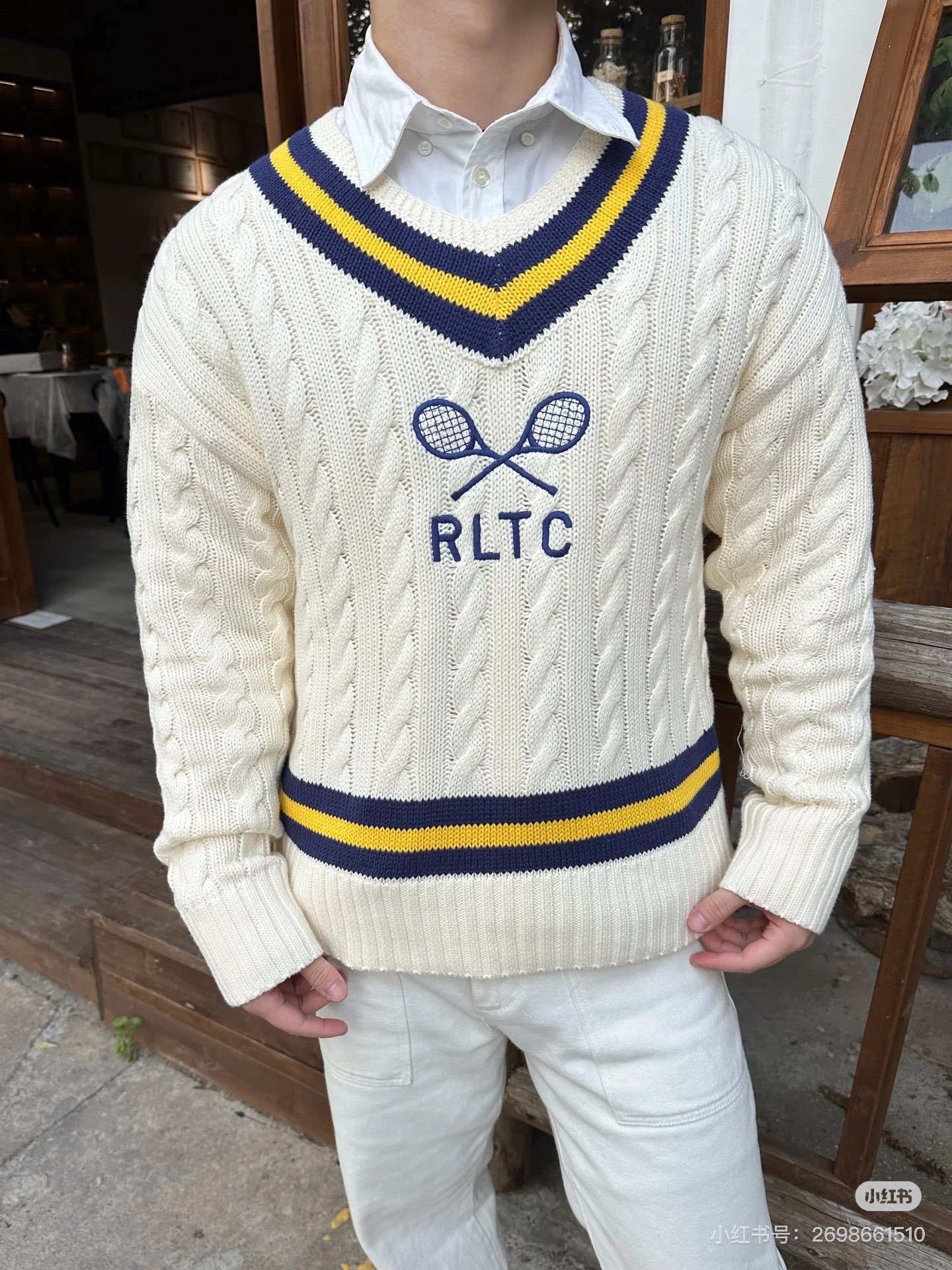 【上身图】Ral💰h Lauren 网球绞花编结毛衣