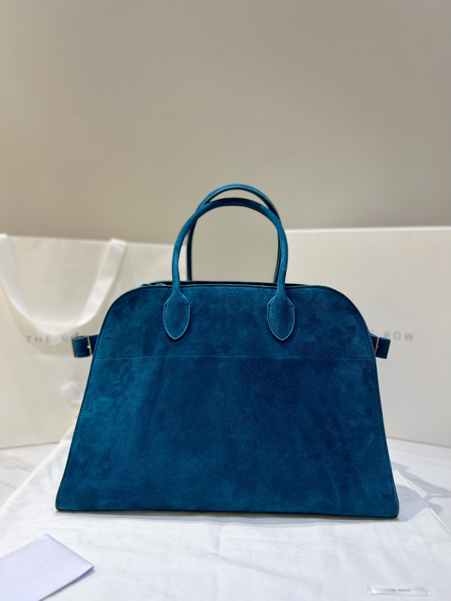 THE ROW TR Margaux 15 Matte Peacock Blue Handbag