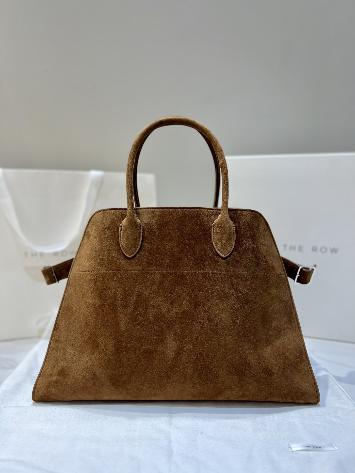Suede Handbag Trapezoid Single Handle Side Buckle