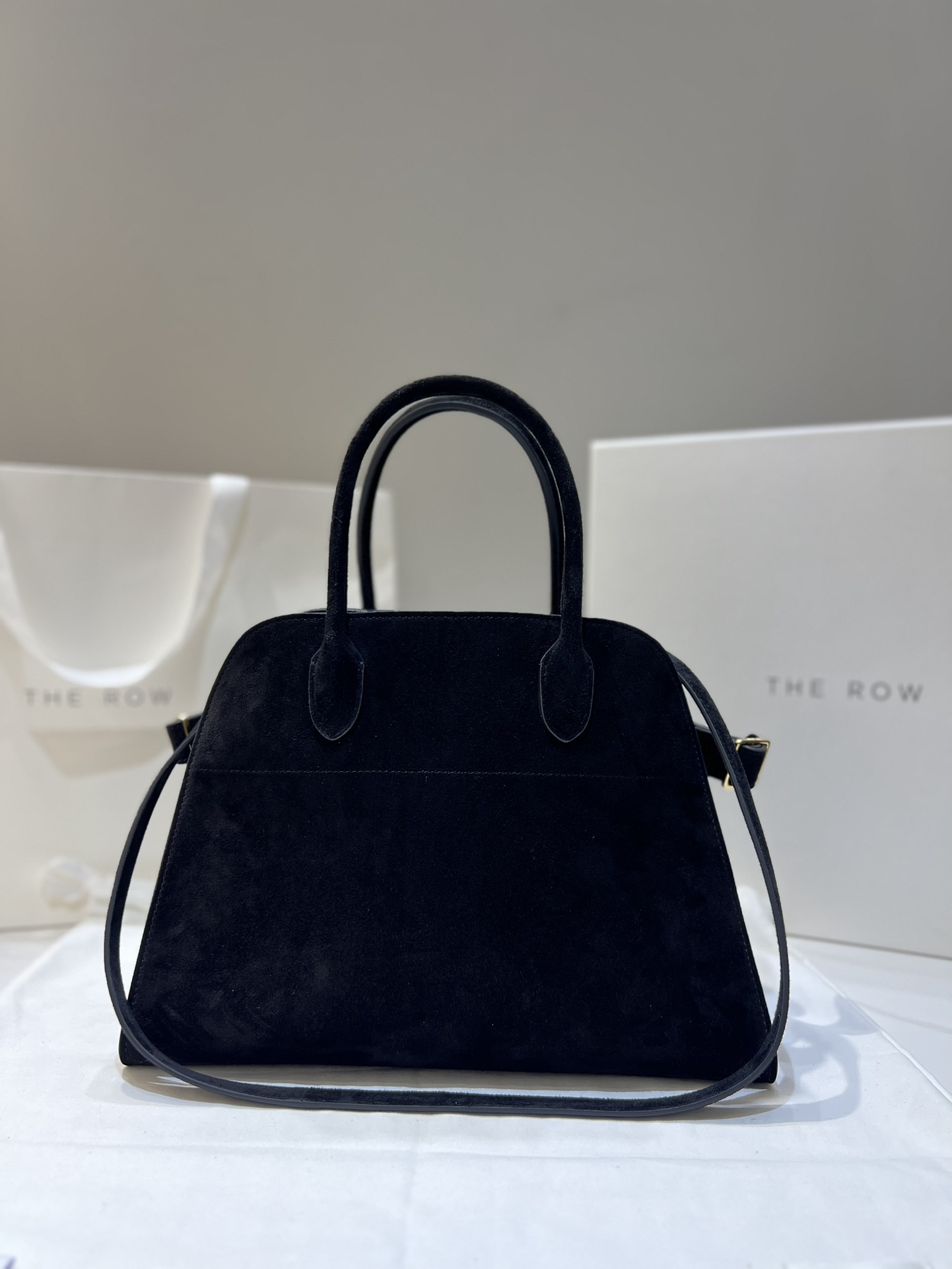 Matte Black Handbag Strap Crossbody Trapezoid Minimalist