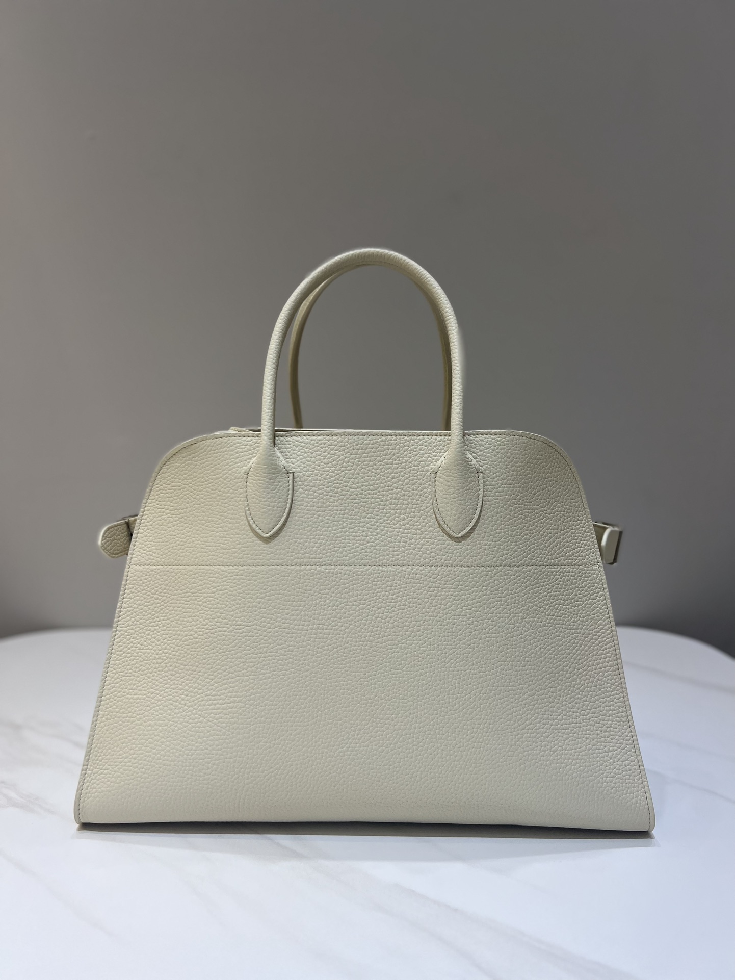 THE ROW TR Margaux 15 Handbag Grainy Calfskin Trapezoid Side Strap