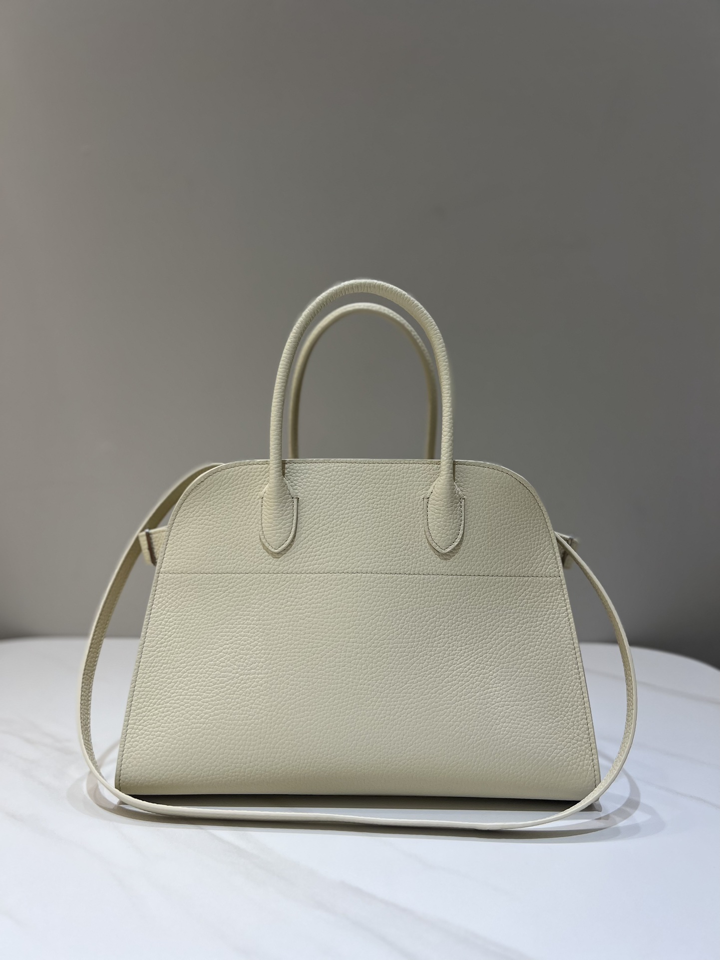 THE ROW TR Margaux 12 Handbag Lychee Grain Calfskin Trapezoid Strap