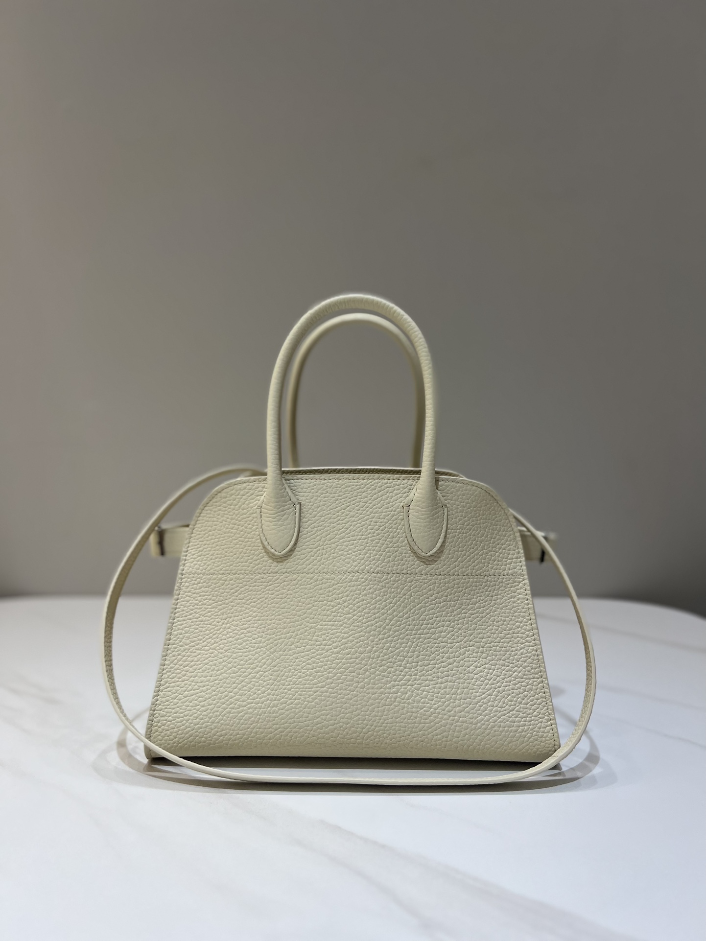 THE ROW TR Margaux10 Small Handbag Lychee Grain Calfskin Trapezoid Strap Crossbody