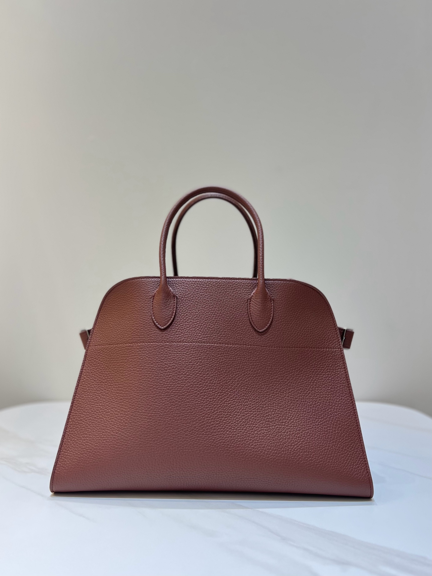 THE ROW TR Margaux 15 Handbag Grained Calfskin Trapezoid Side Strap