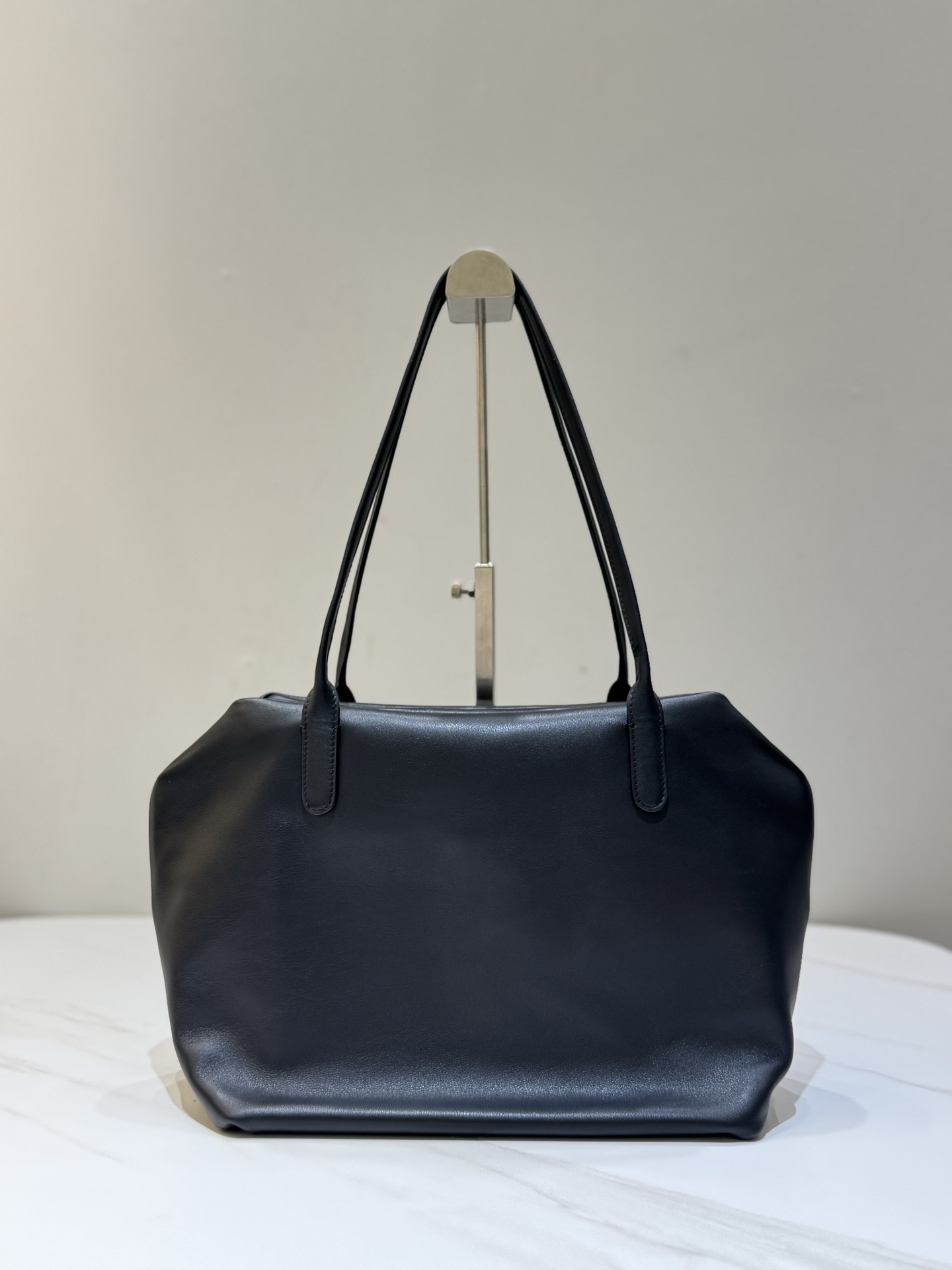Saddle Leather Double Zip Geometric Shoulder Bag