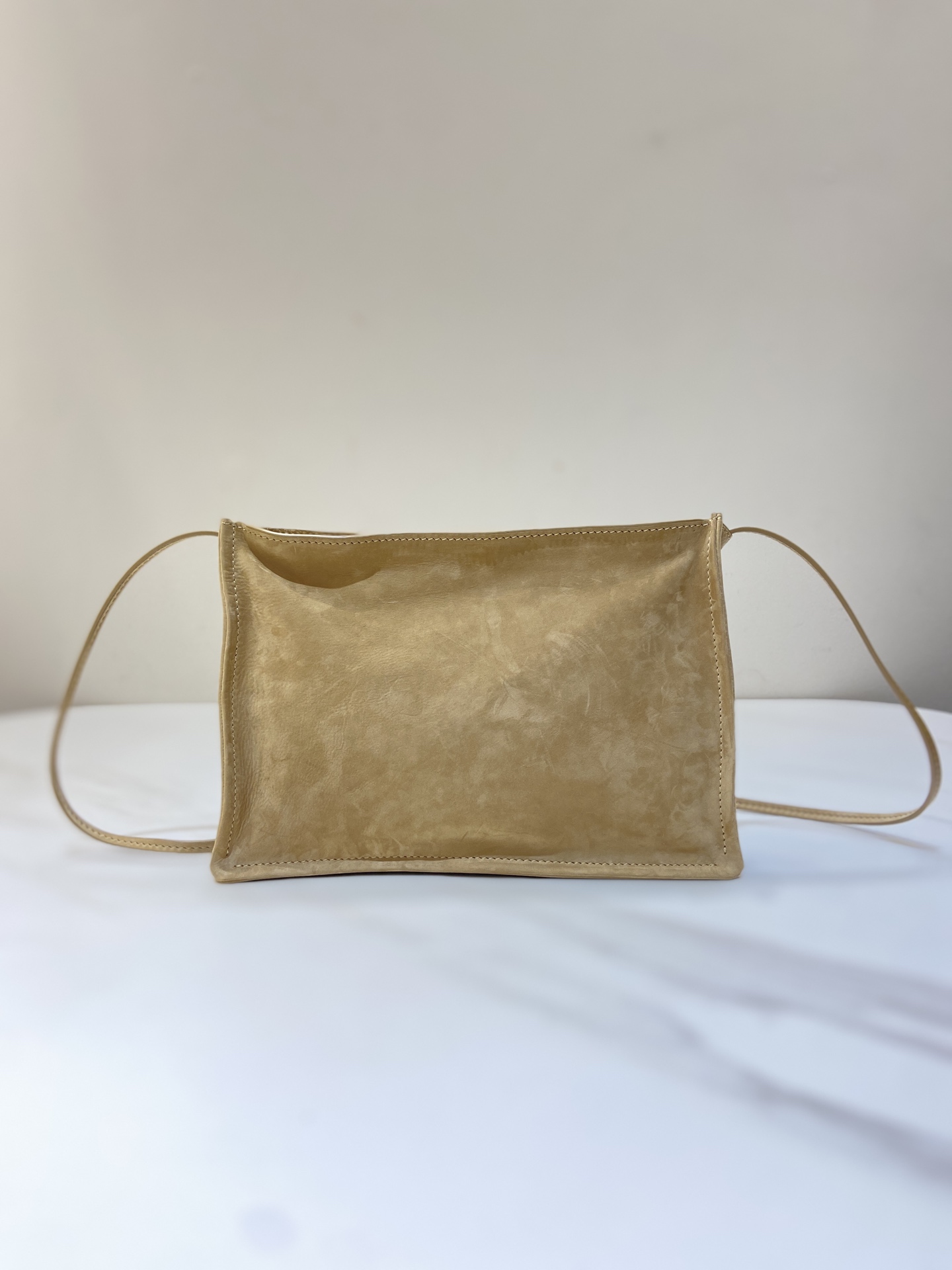 THE ROW to go suede crossbody bag zip long shoulder strap