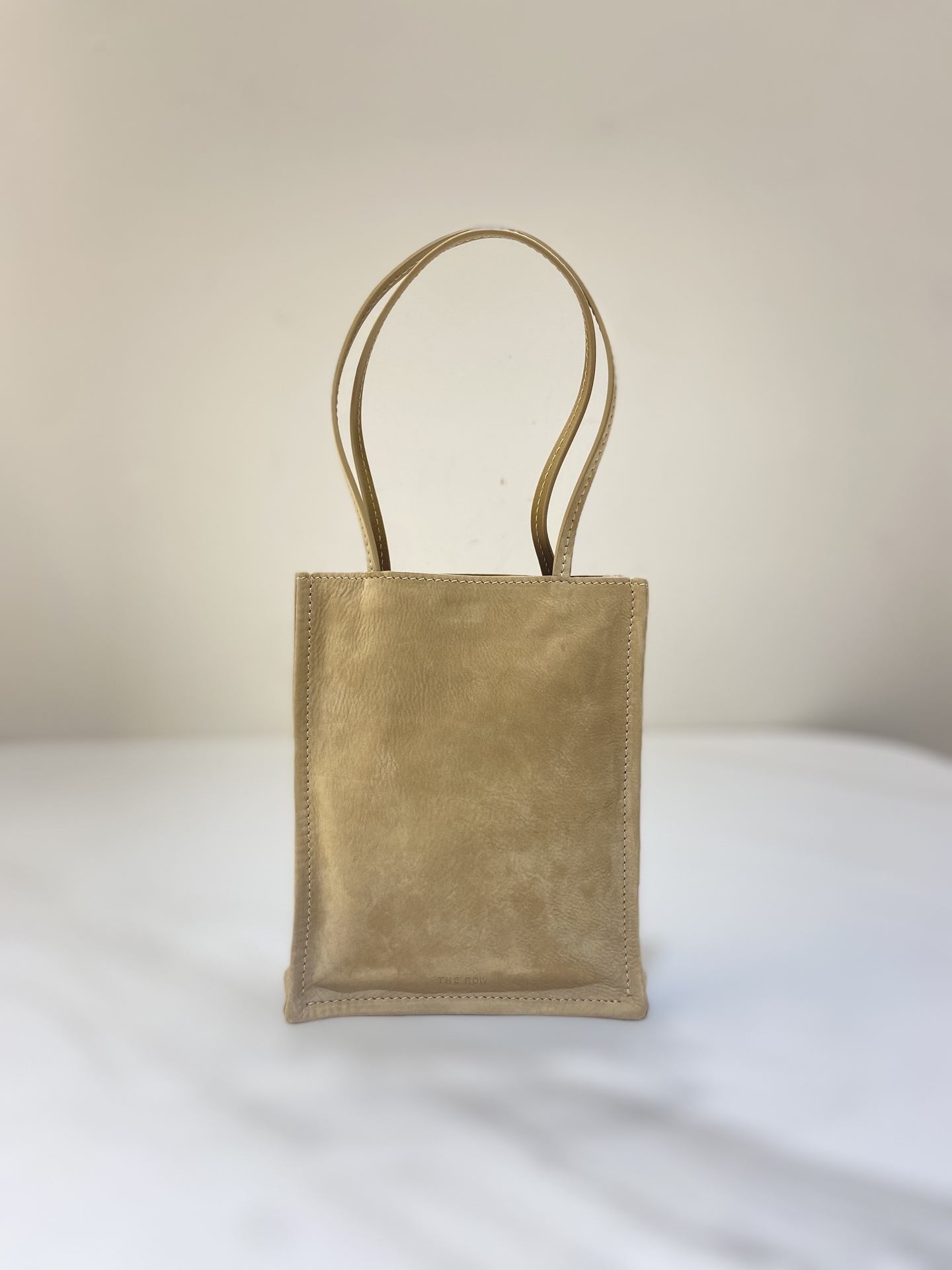 The Row Suede Handbag Phone Bag Light Beige