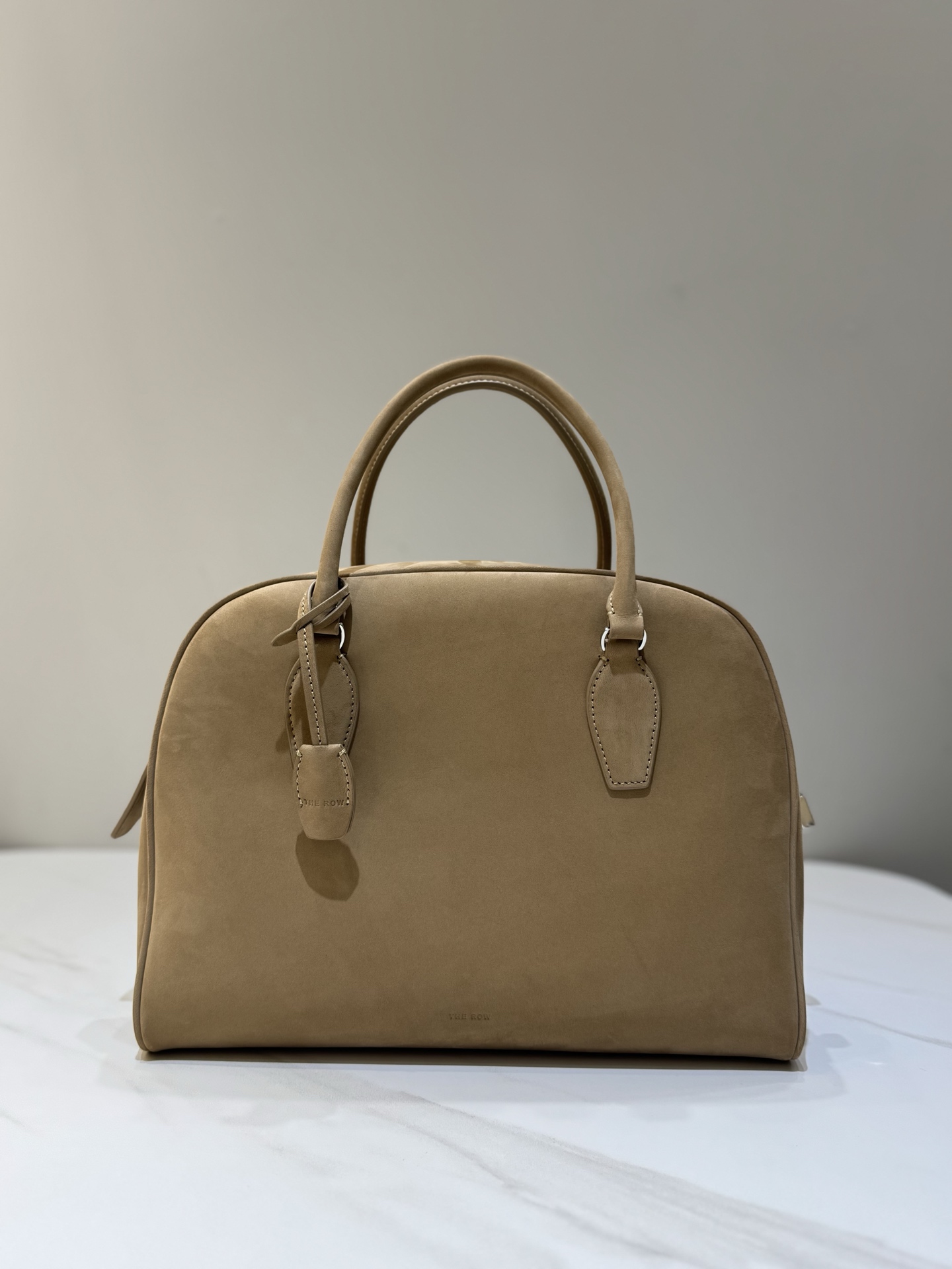Suede Handbag Bowling Bag Metal Padlock Key