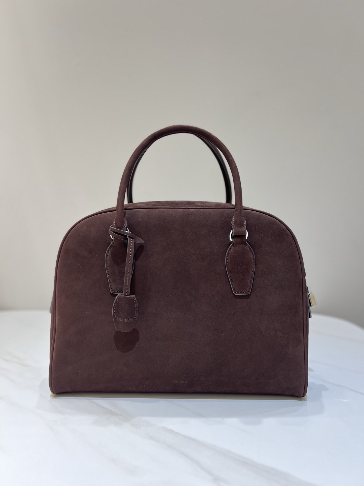 Suede Bowling Bag Handbag Metal Padlock Key