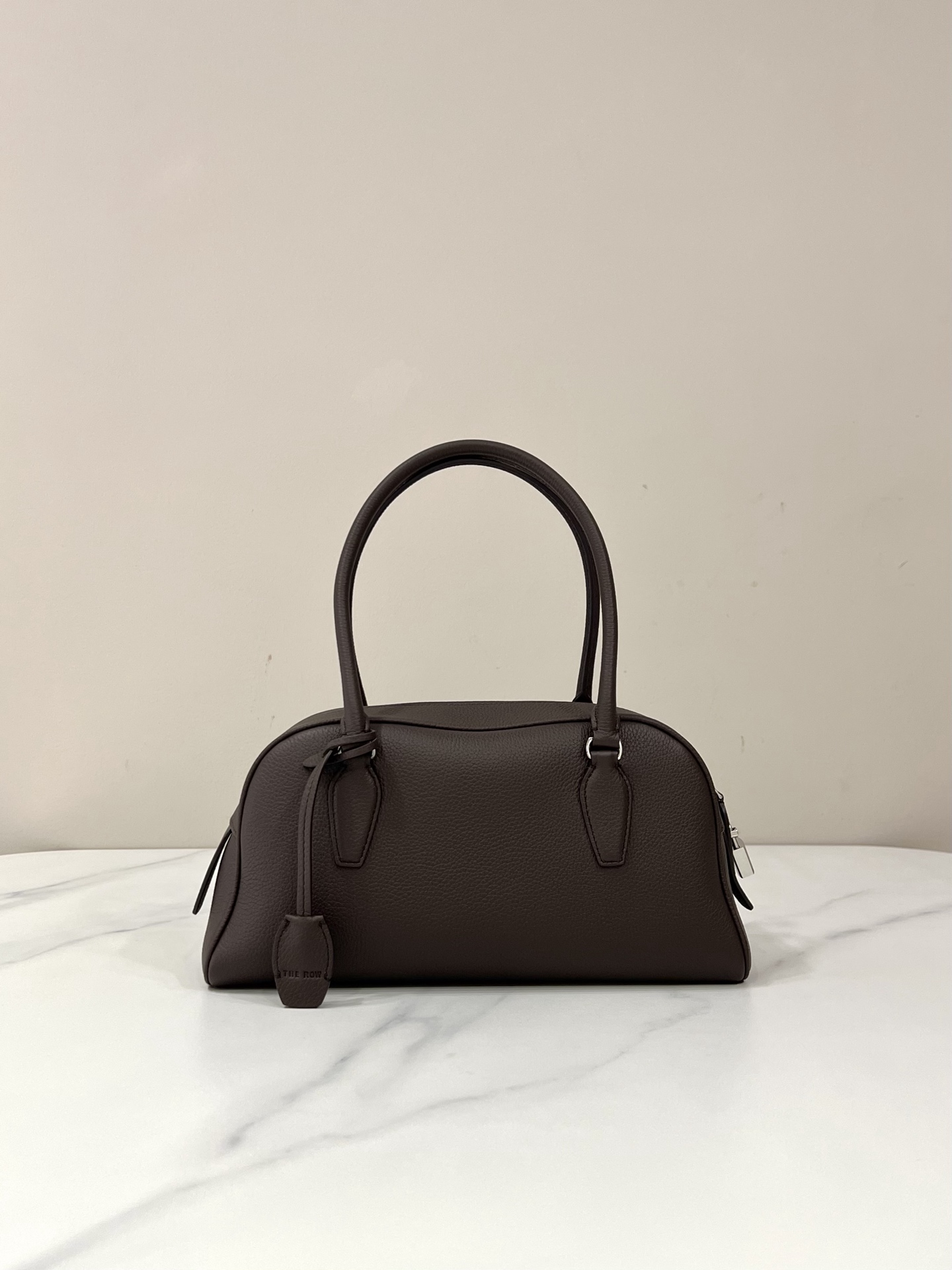 The Row Bowling Bag Grained Calfskin Lambskin Long Handle
