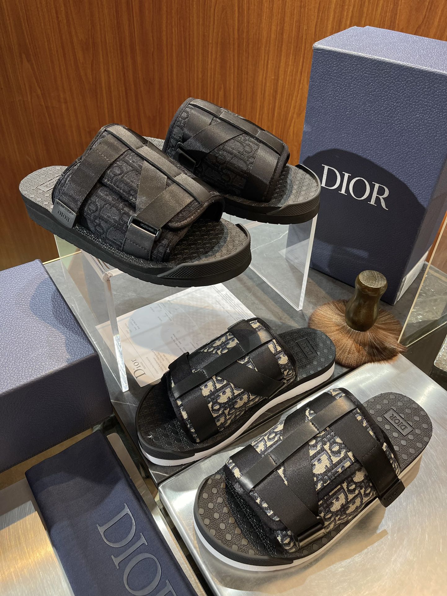 AAAA
 Dior Shoes Sandals Slippers Printing Cowhide Rubber Oblique Casual