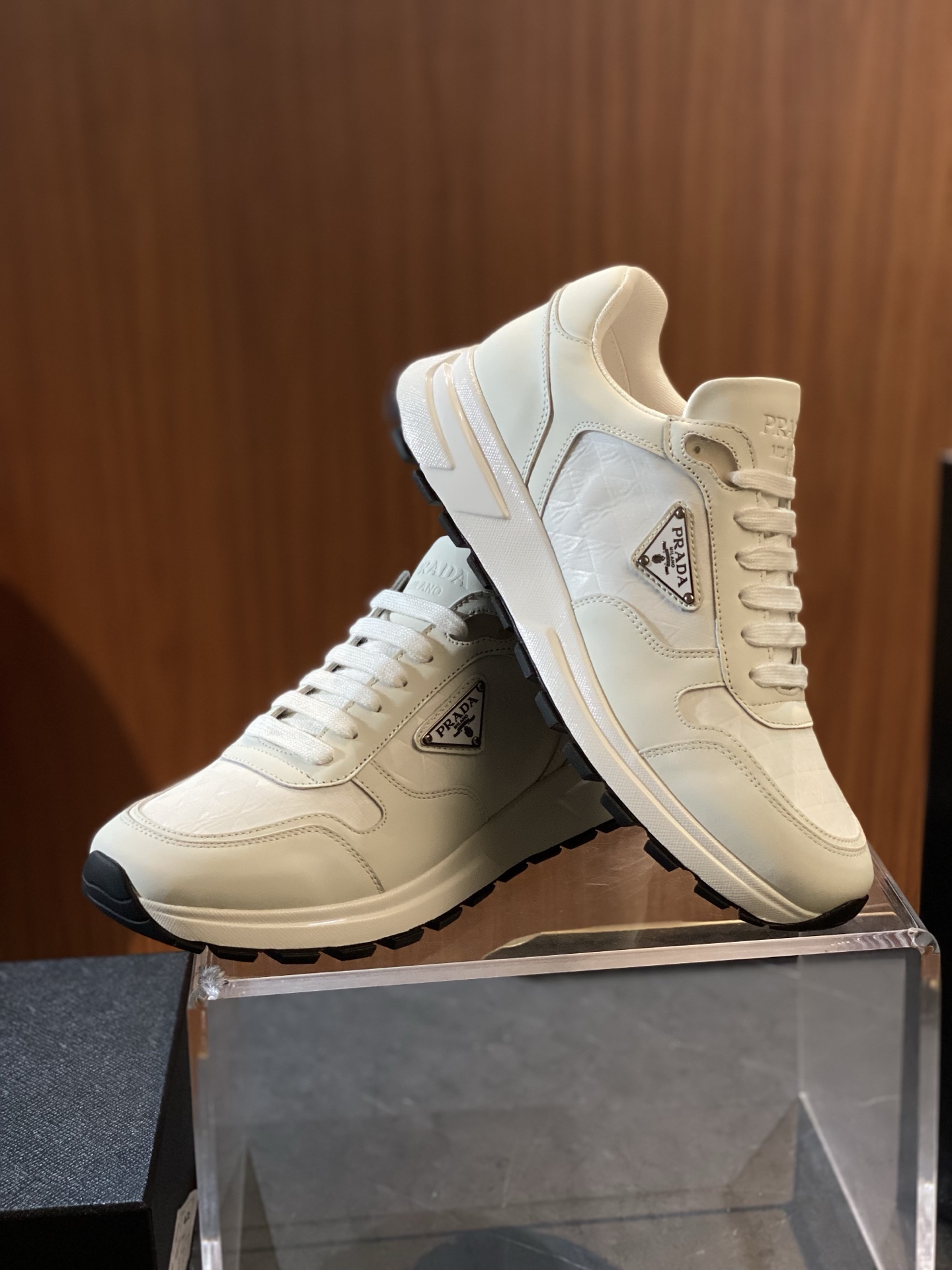 Prada Re-Nylon and Leather Sneakers - Black Lace-Up Athletic Shoes 10 i1751804026324 8871 0 7