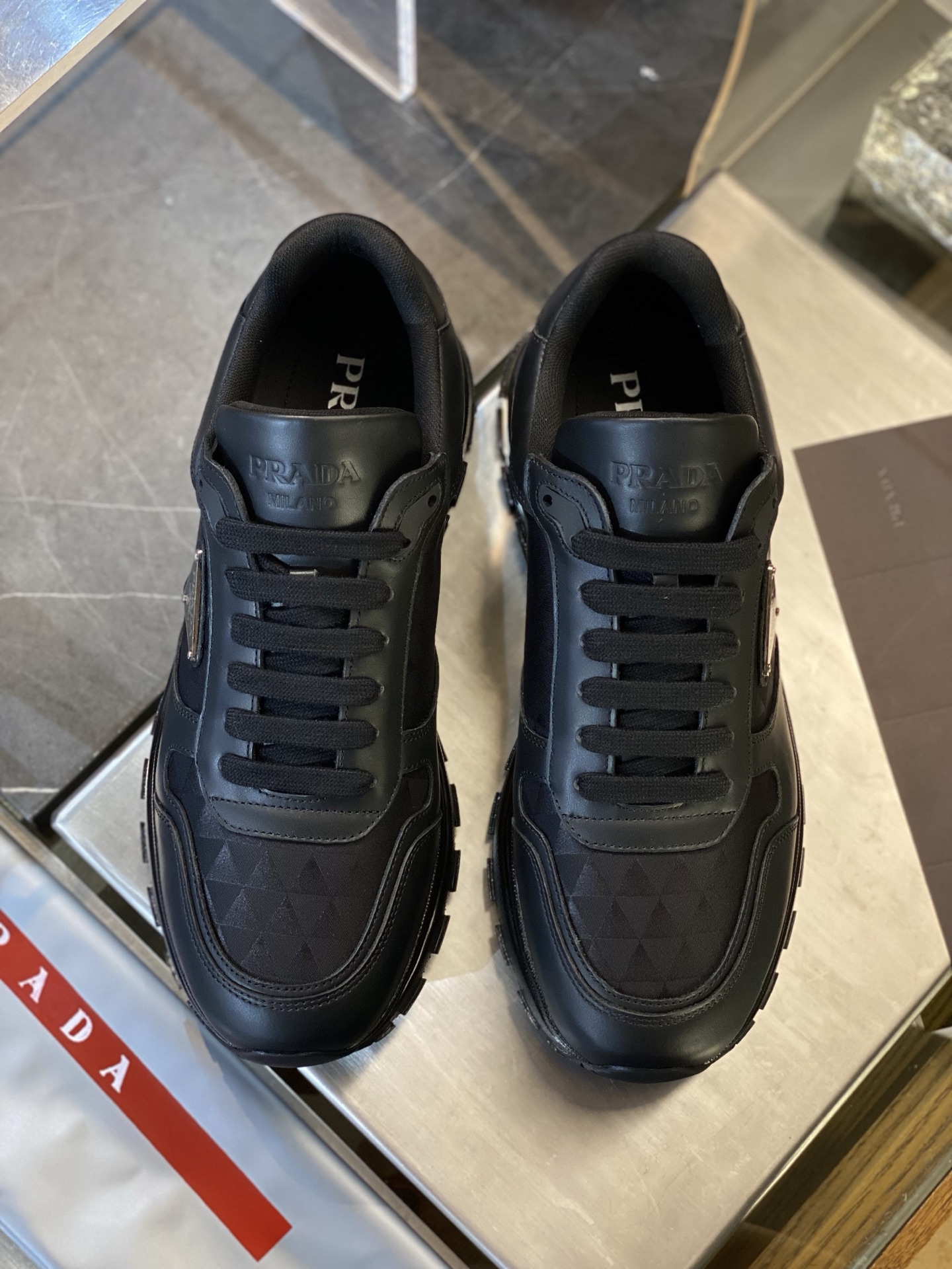 Prada Re-Nylon and Leather Sneakers - Black Lace-Up Athletic Shoes 4 i1751804029074 1295 0 2