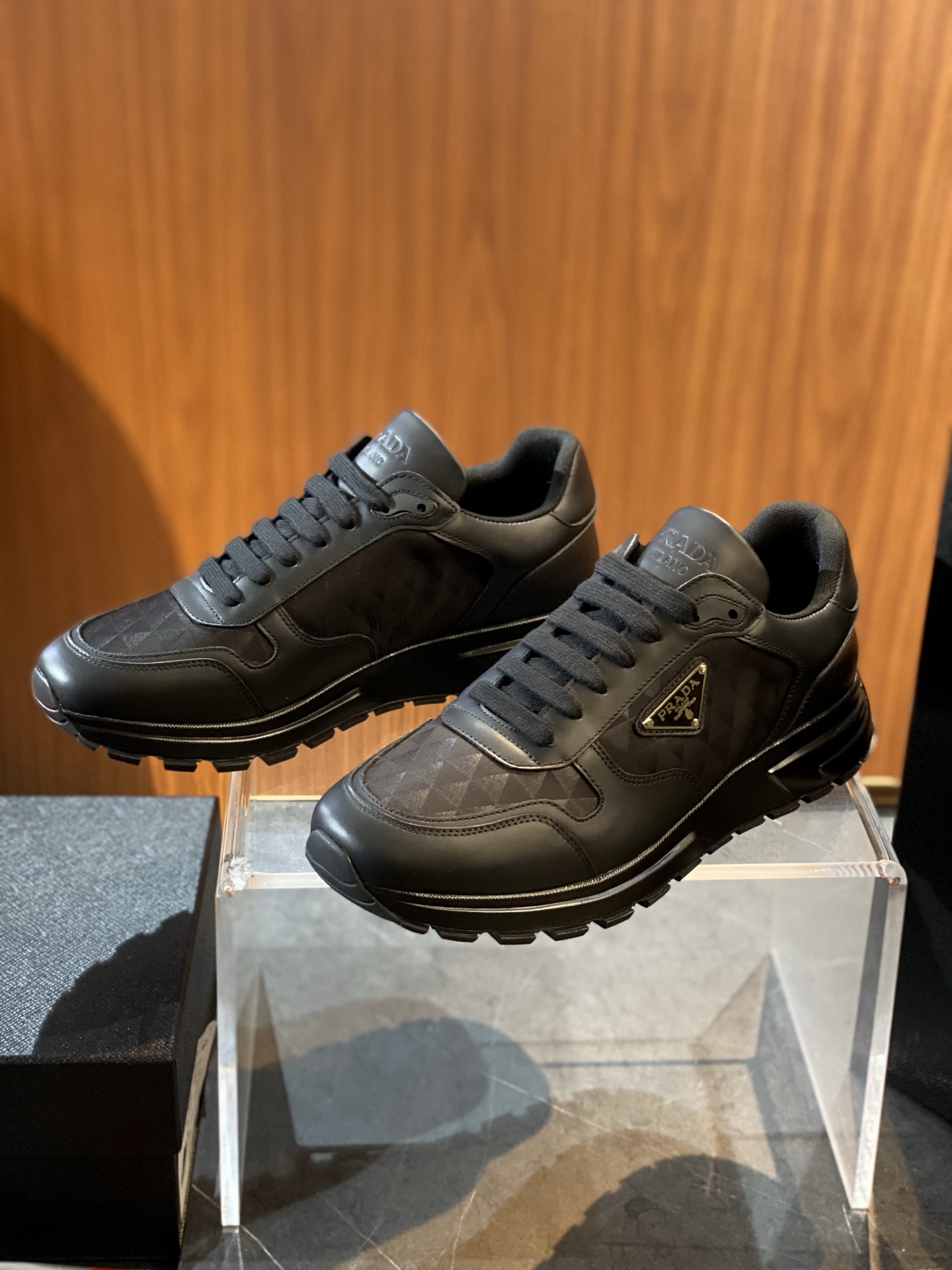 Prada Re-Nylon and Leather Sneakers - Black Lace-Up Athletic Shoes 2 i1751804029207 6603 0 1