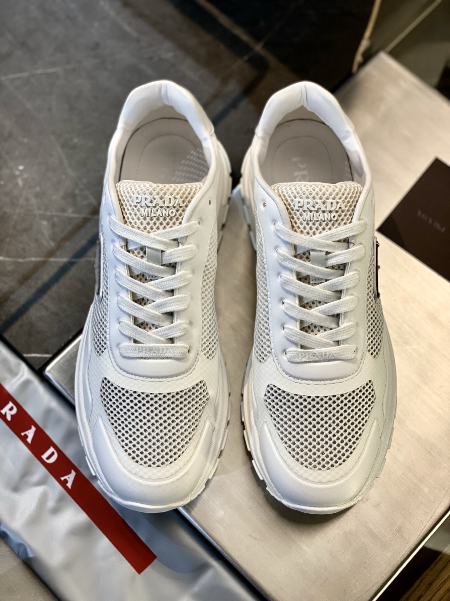Prada Prax 2.0 White Fabric Sneakers Breathable Summer Shoes for Men 7 i1753005349752 7314 0 4