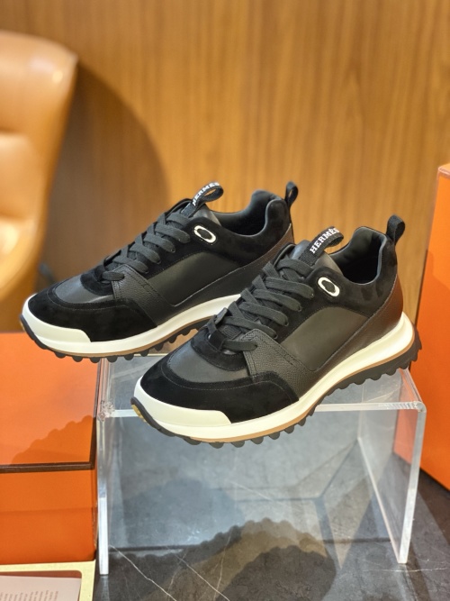 Hermes Leader Men's Sneakers Black Leather Suede Lightweight Geometric Sole 1 Hermes Leader Men's Sneakers Black Leather Suede Lightweight Geometric Sole
