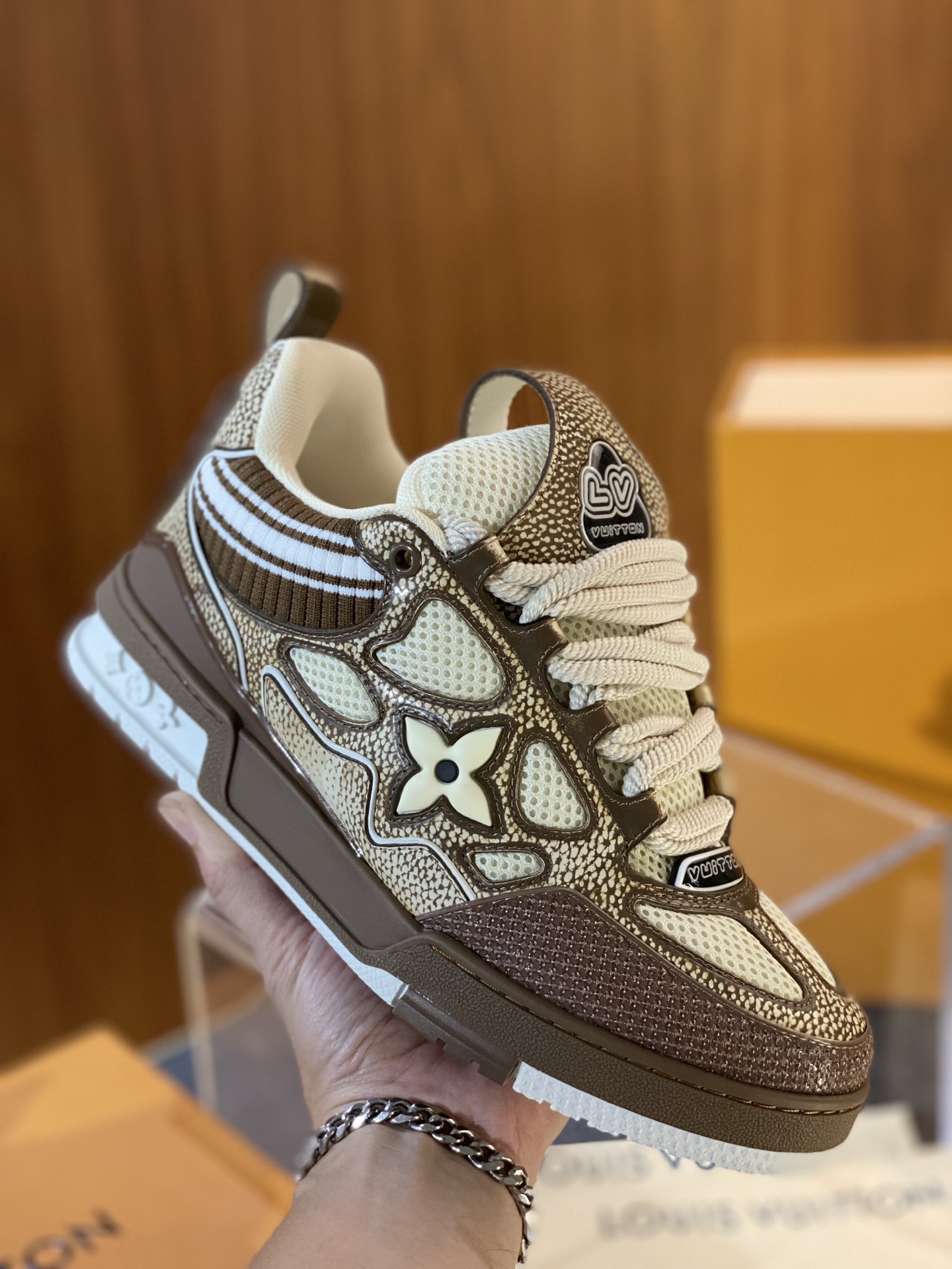 Louis Vuitton Skate Sneaker Calf Leather Monogram Flower Rubber Outsole