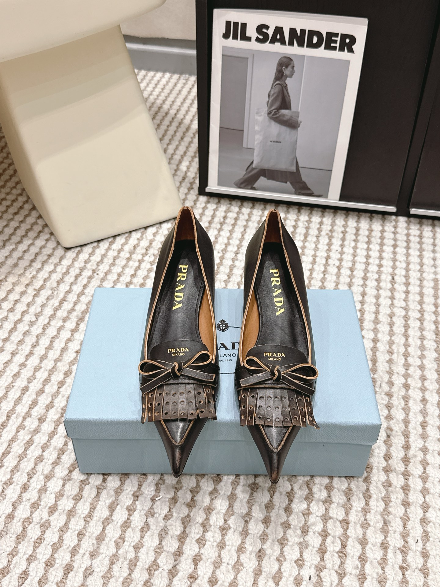 Prada Style Black Leather Women's Shoes style reference detail image 1 from source 784884