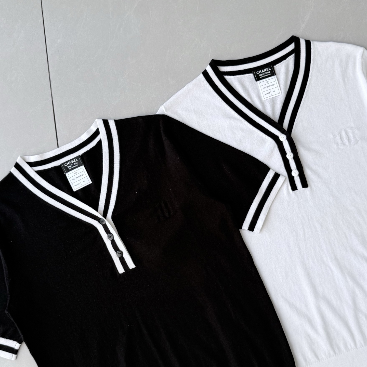 Chanel Women's Striped Trim Knit Short Sleeve Top - Soft & Comfortable 3 i1746803378384 3134 0 1