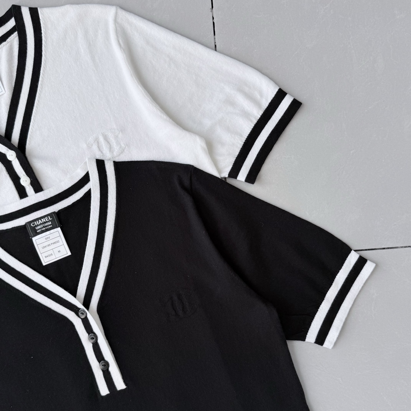 Chanel Women's Striped Trim Knit Short Sleeve Top - Soft & Comfortable 7 i1746803378384 8516 0 5