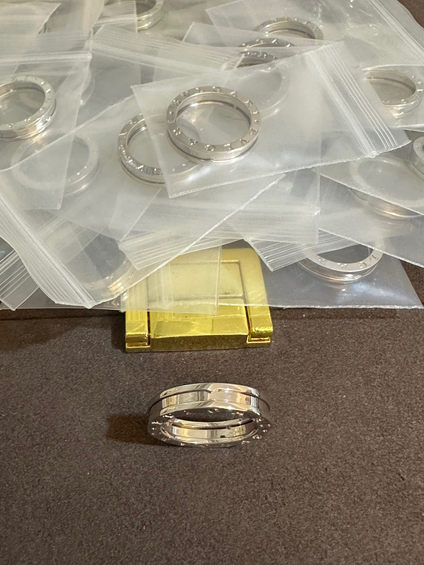 纯银顶级版宝格丽银色光面戒指