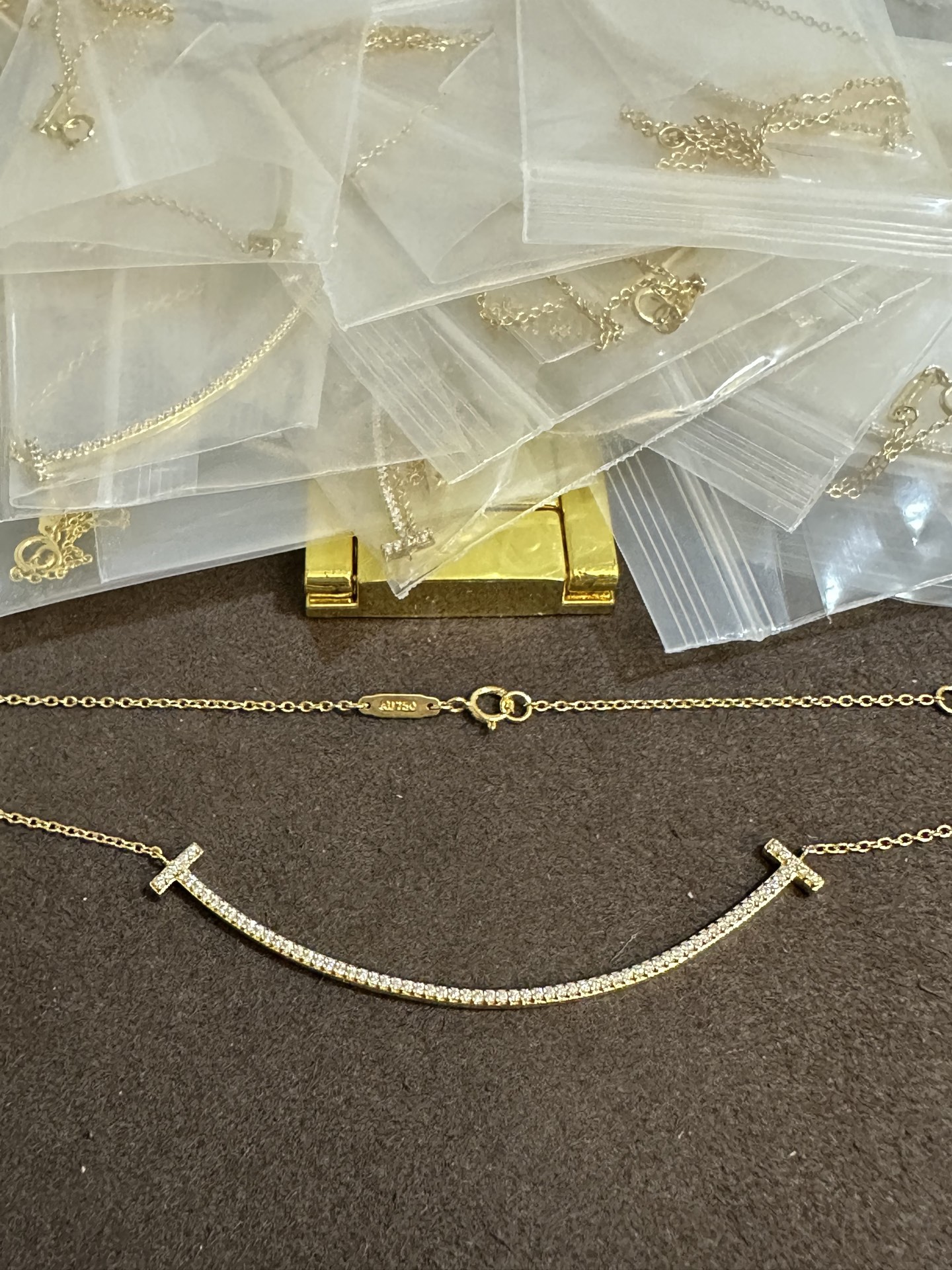 纯银顶级版蒂芙尼大号笑脸金色带钻