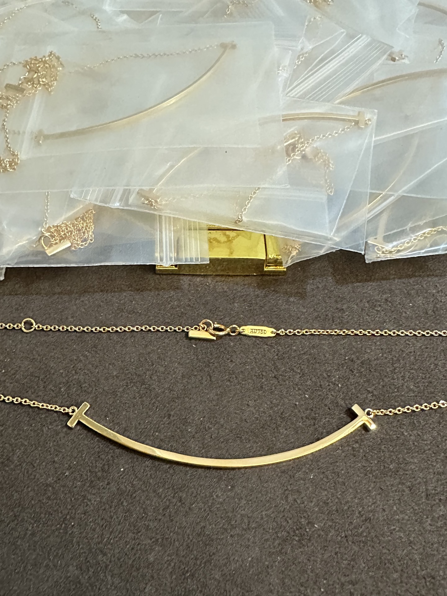 纯银顶级版蒂芙尼大号笑脸玫瑰金光面项链