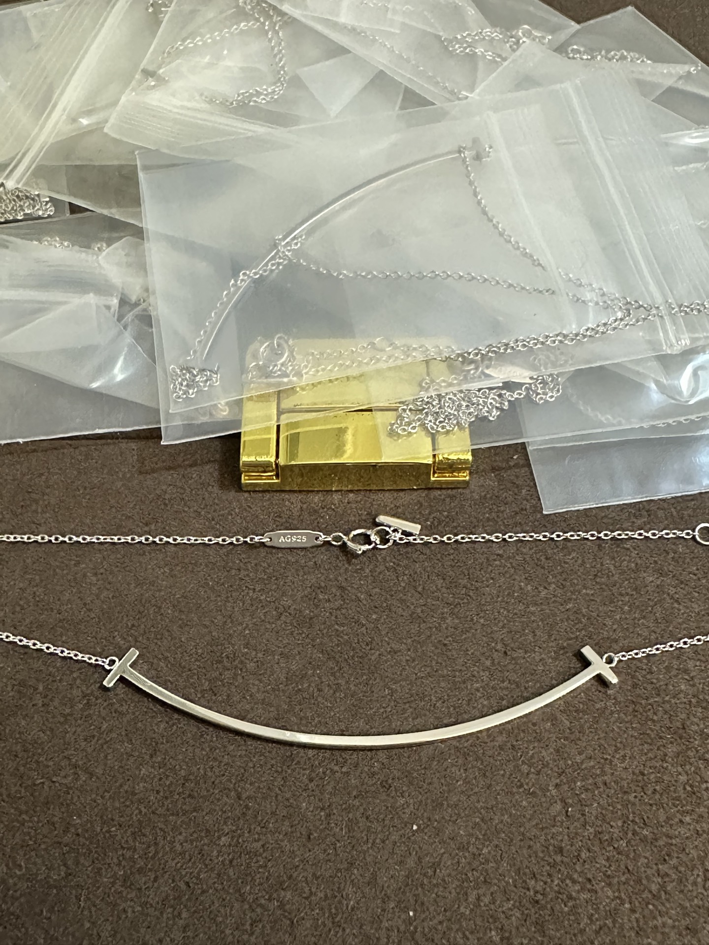 纯银顶级版蒂芙尼大号笑脸银色光面项链