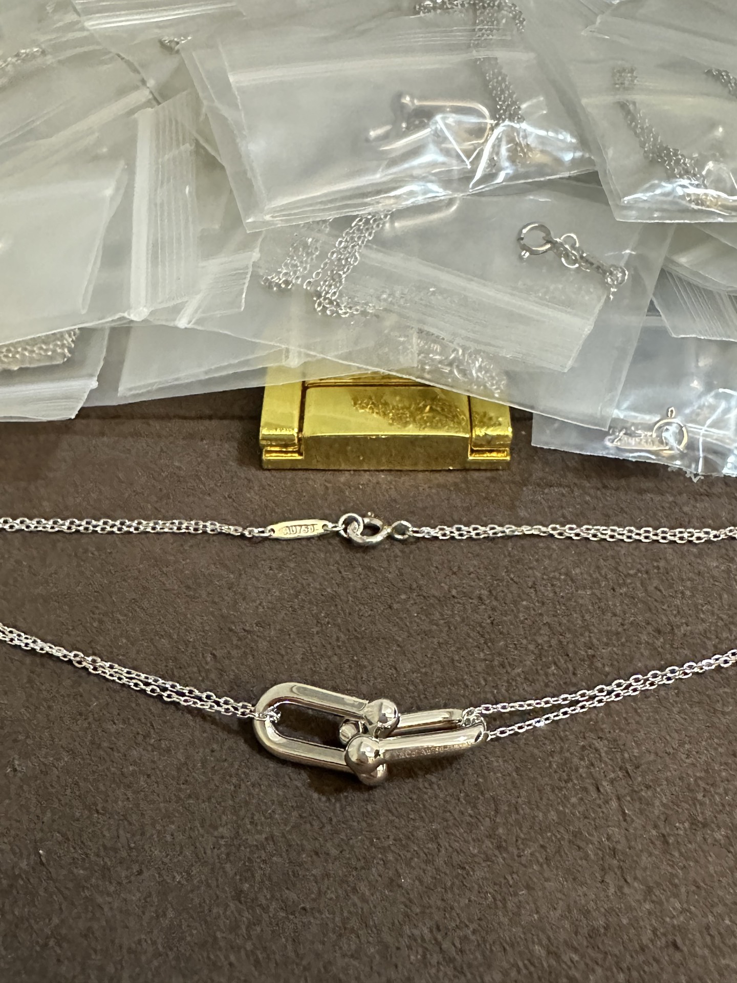 纯银顶级版蒂芙尼马蹄双环光面项链