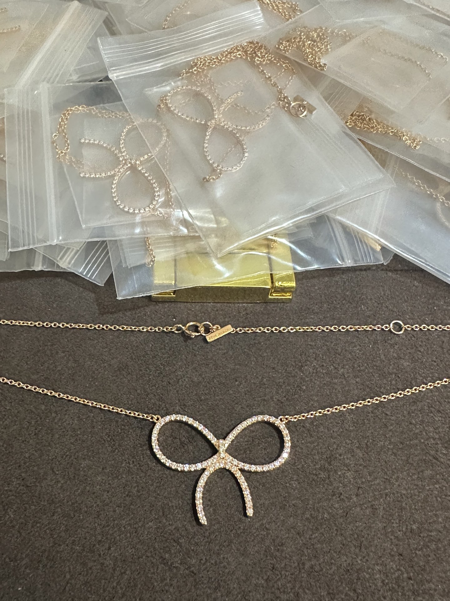 纯银顶级版蒂芙尼玫瑰金蝴蝶结项链