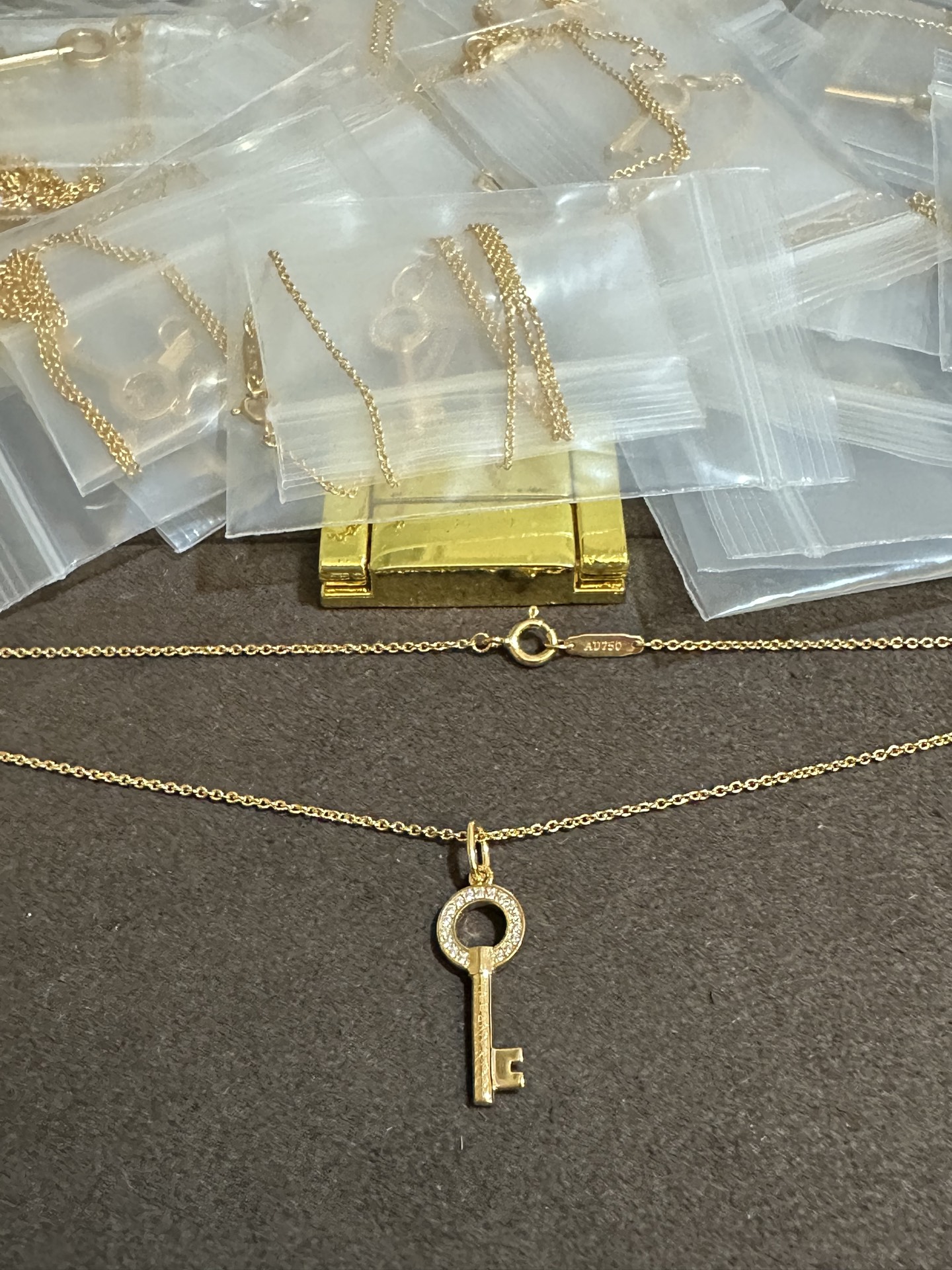 纯银顶级版蒂芙尼玫瑰金迷你维多利亚钥匙项链