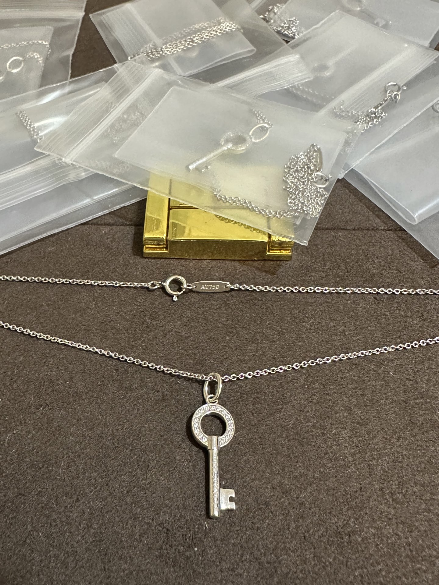 纯银顶级版蒂芙尼银色迷你维多利亚钥匙项链