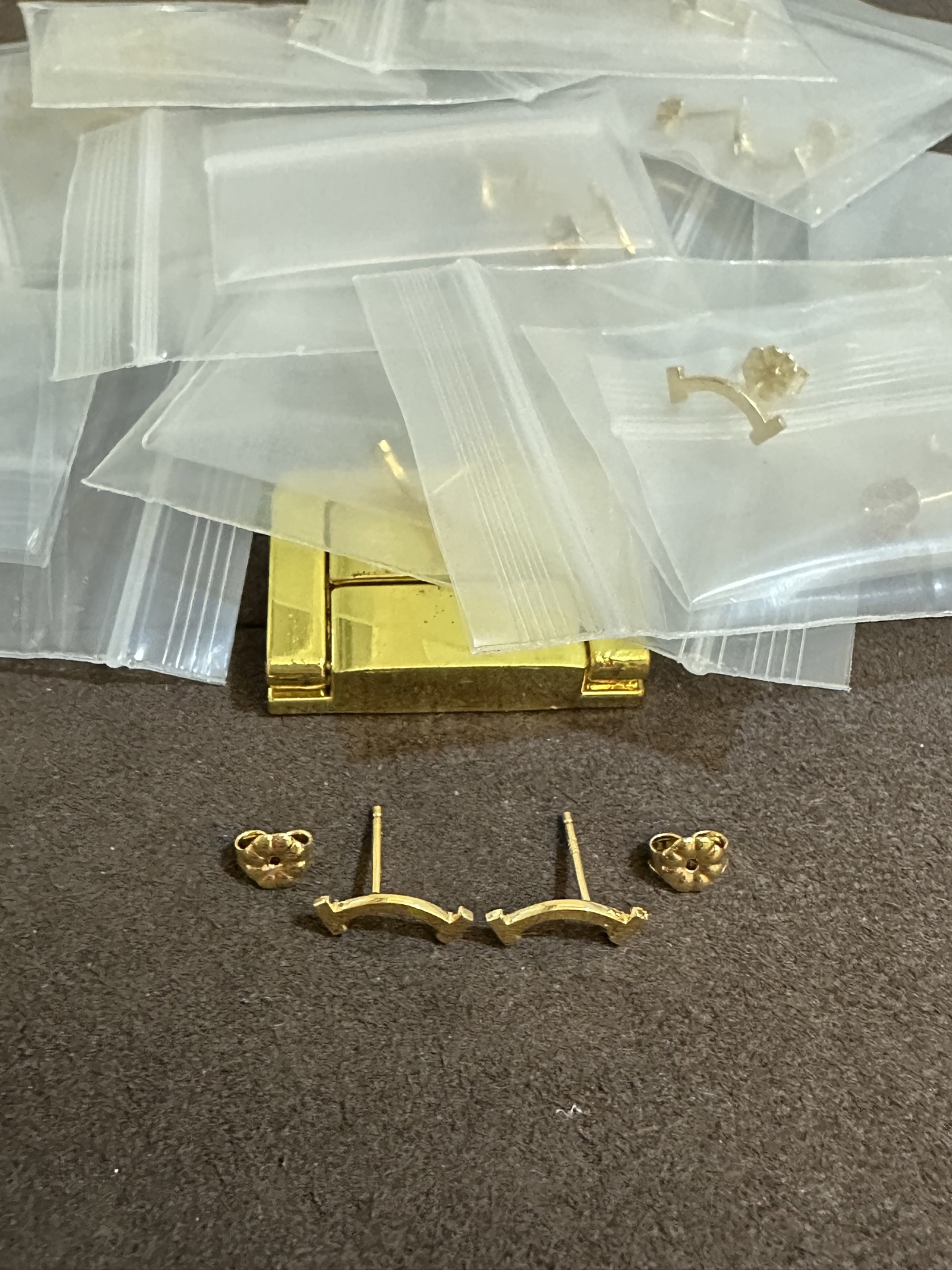 纯银顶级版蒂芙尼金色无钻笑脸耳钉