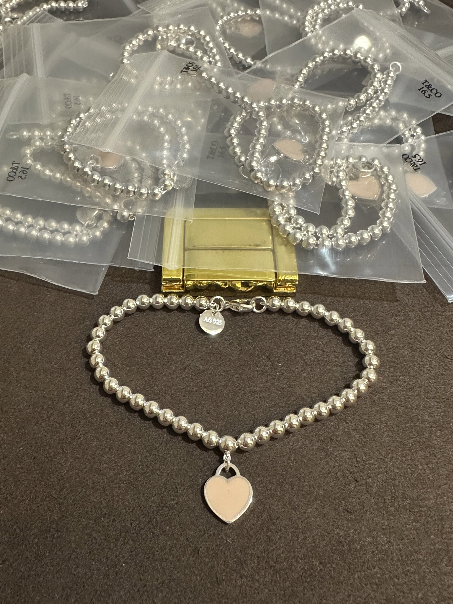 纯银顶级版蒂芙尼桃心圆珠手链