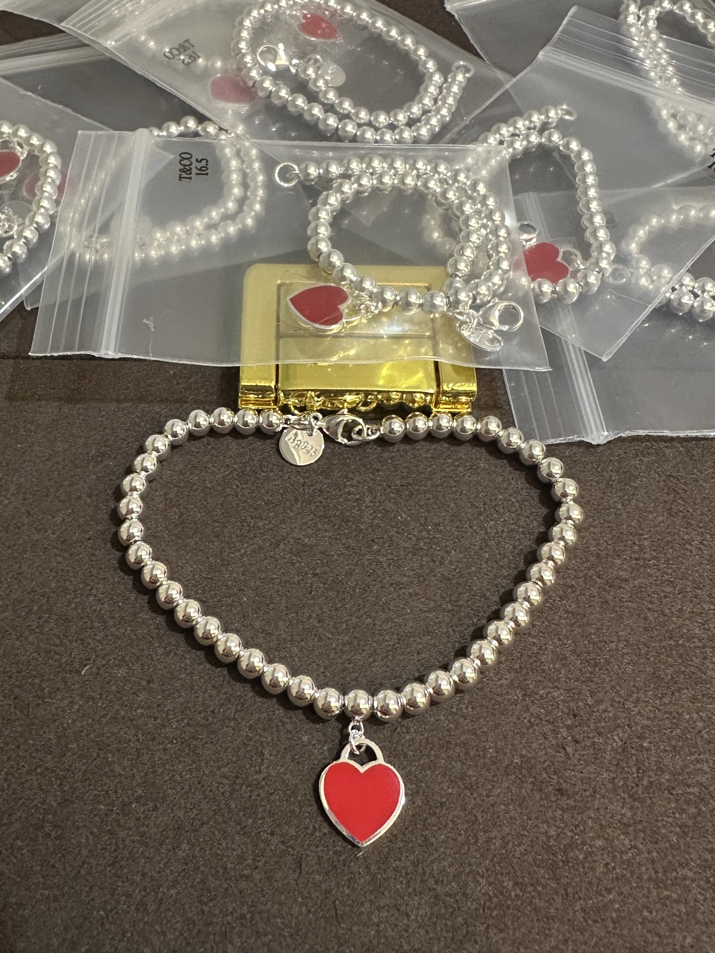 纯银顶级版蒂芙尼桃心圆珠手链