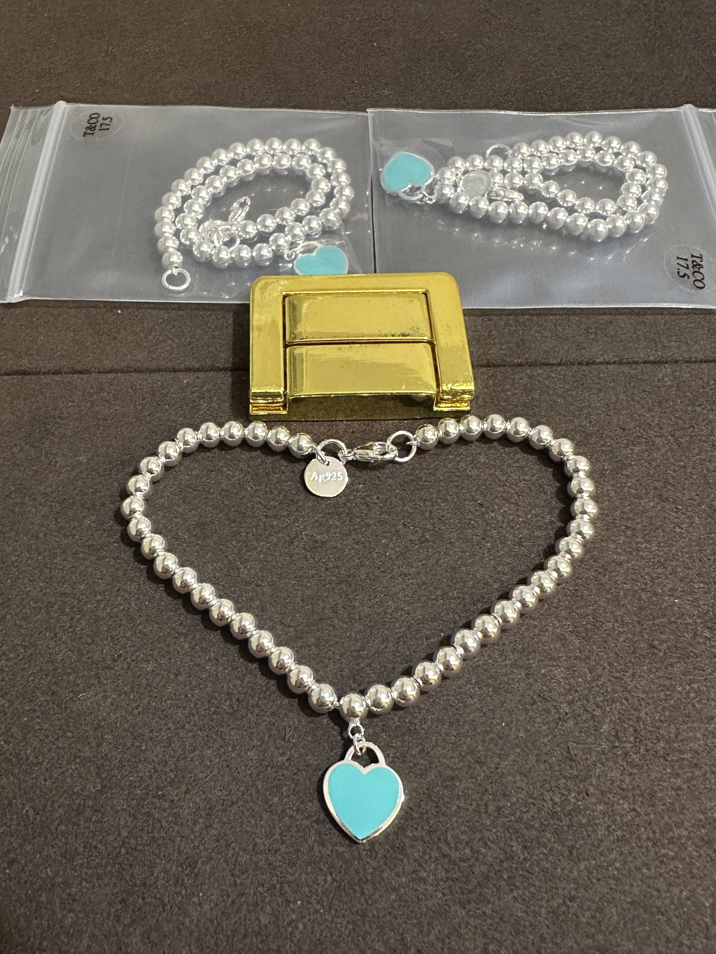 纯银顶级版蒂芙尼桃心圆珠手链