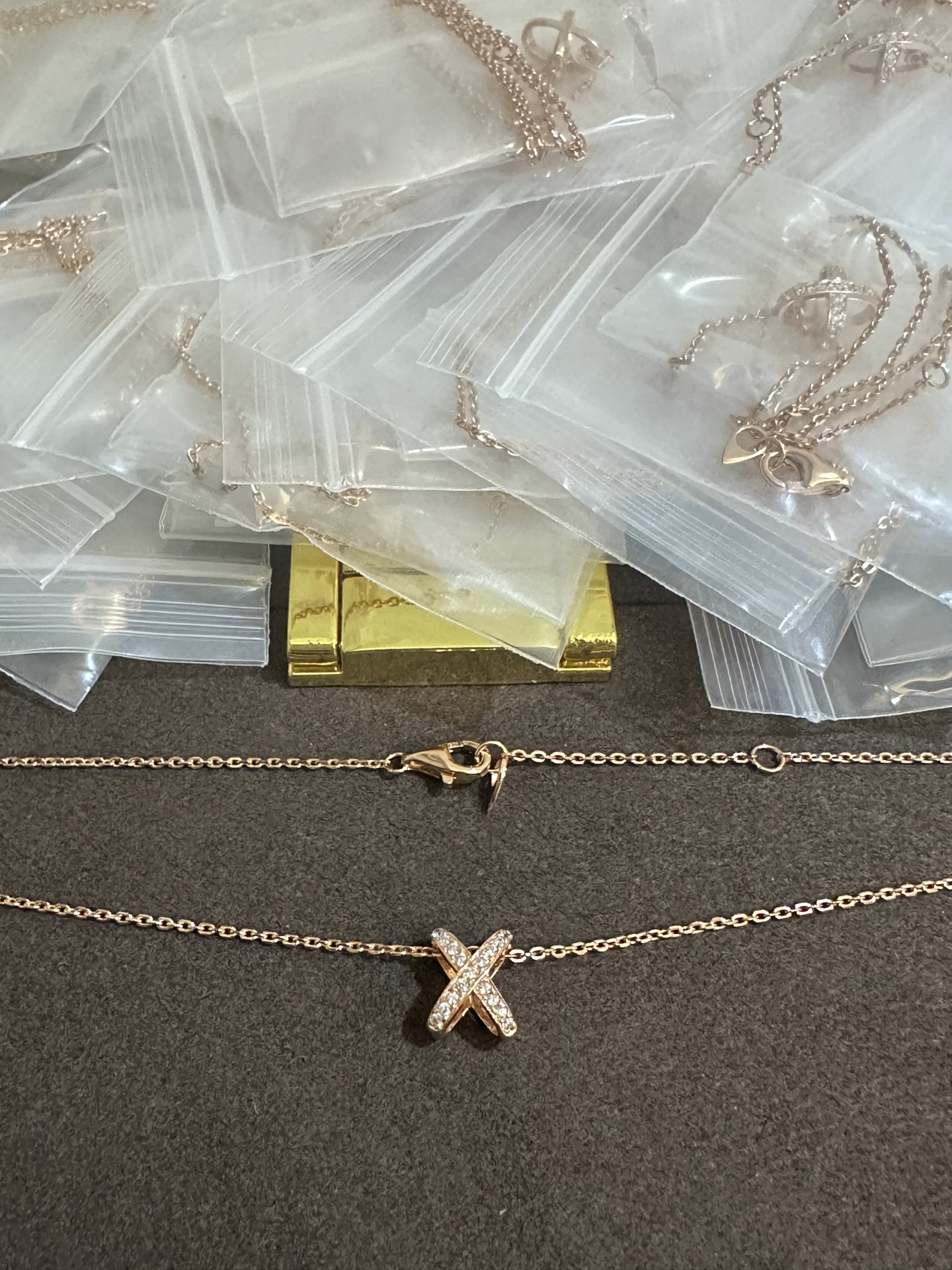 纯银顶级版尚美交叉满钻项链