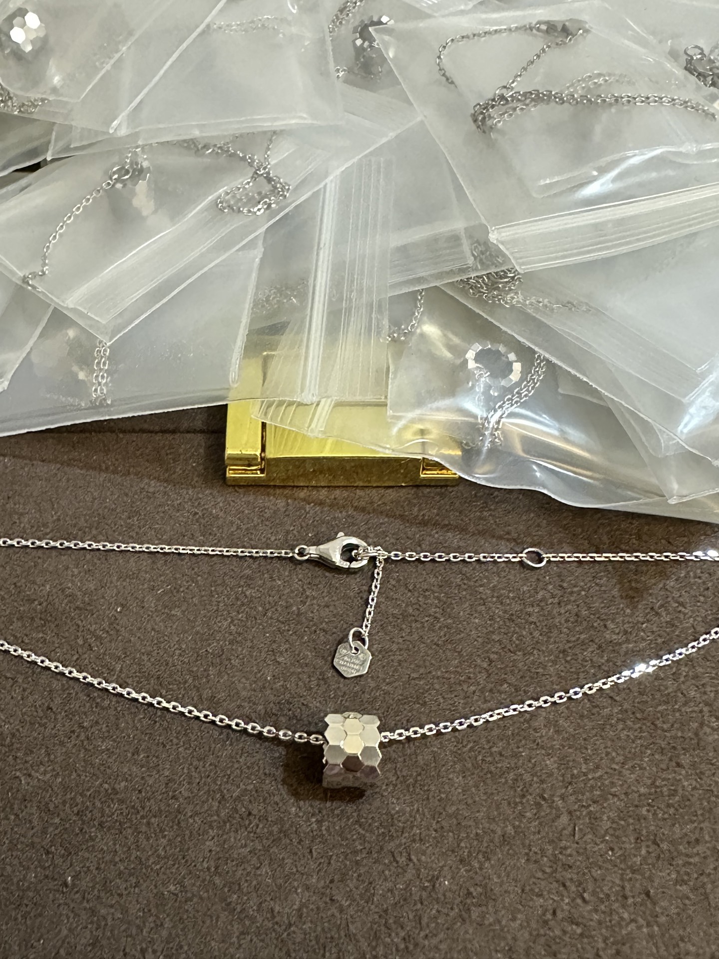 纯银顶级版尚美银色光面蜂窝项链