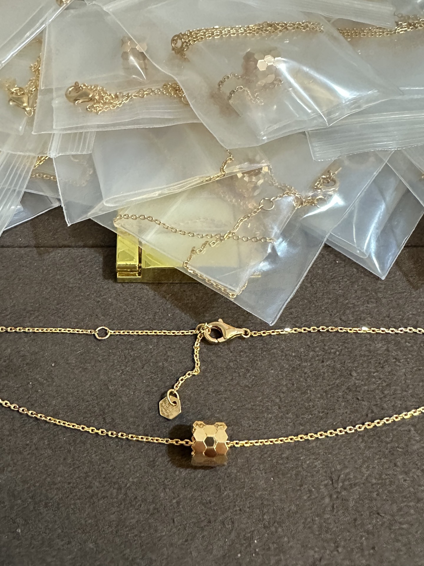 纯银顶级版尚美玫瑰金光面蜂窝项链