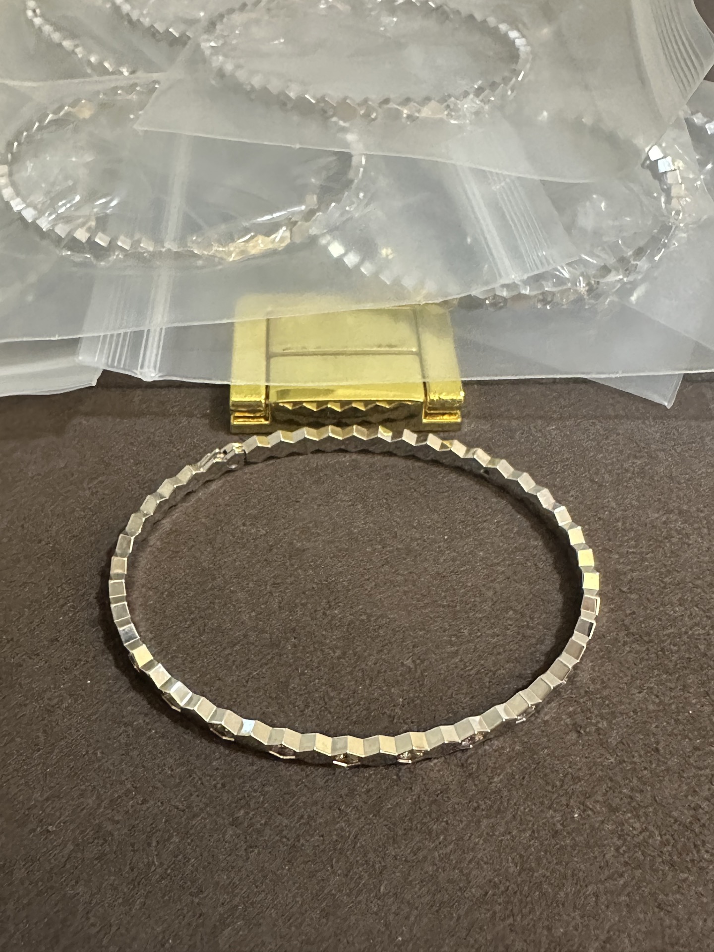 纯银顶级版尚美隔钻蜂窝手镯