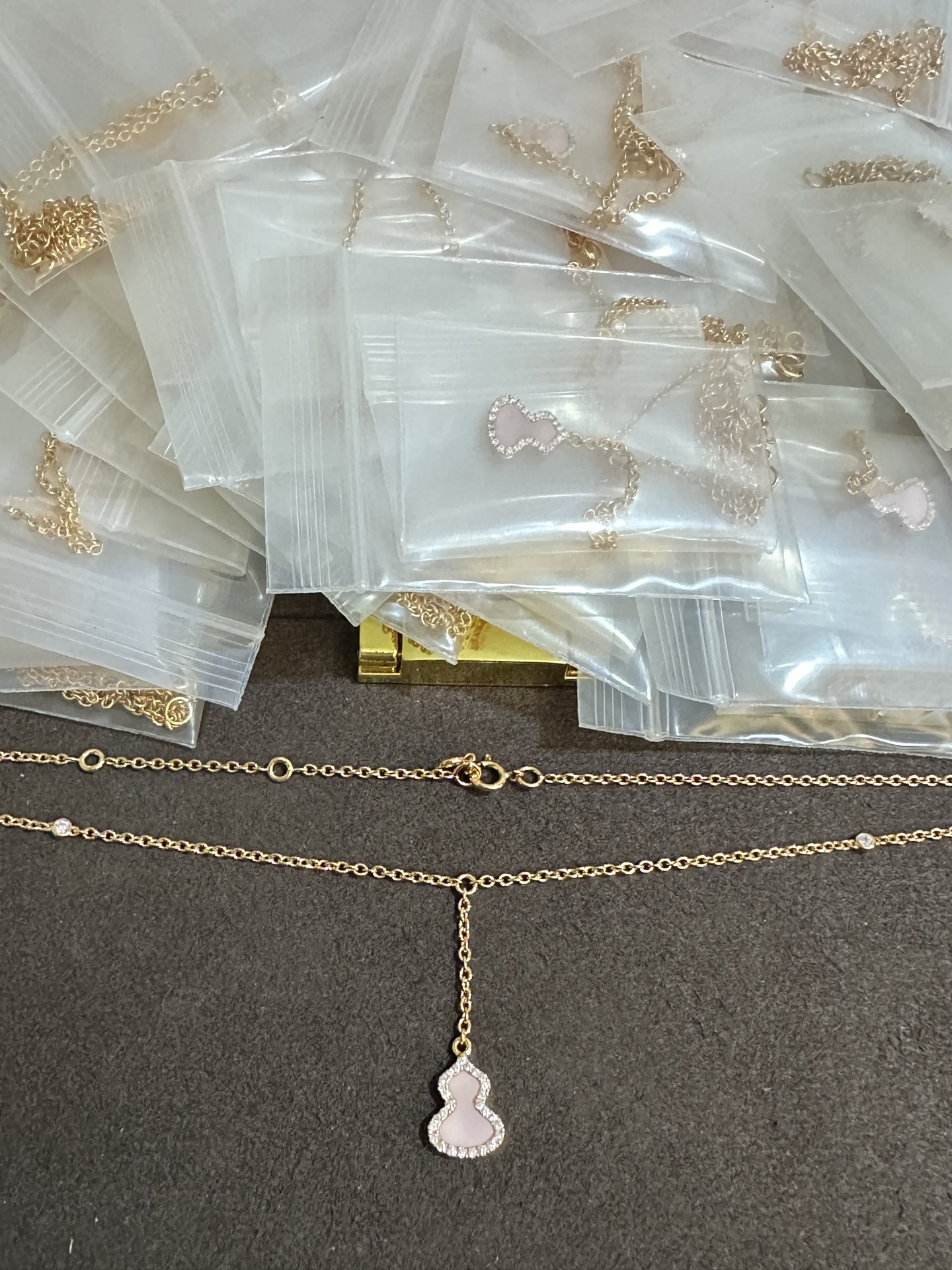 纯银顶级版麒麟迷你粉葫芦项链