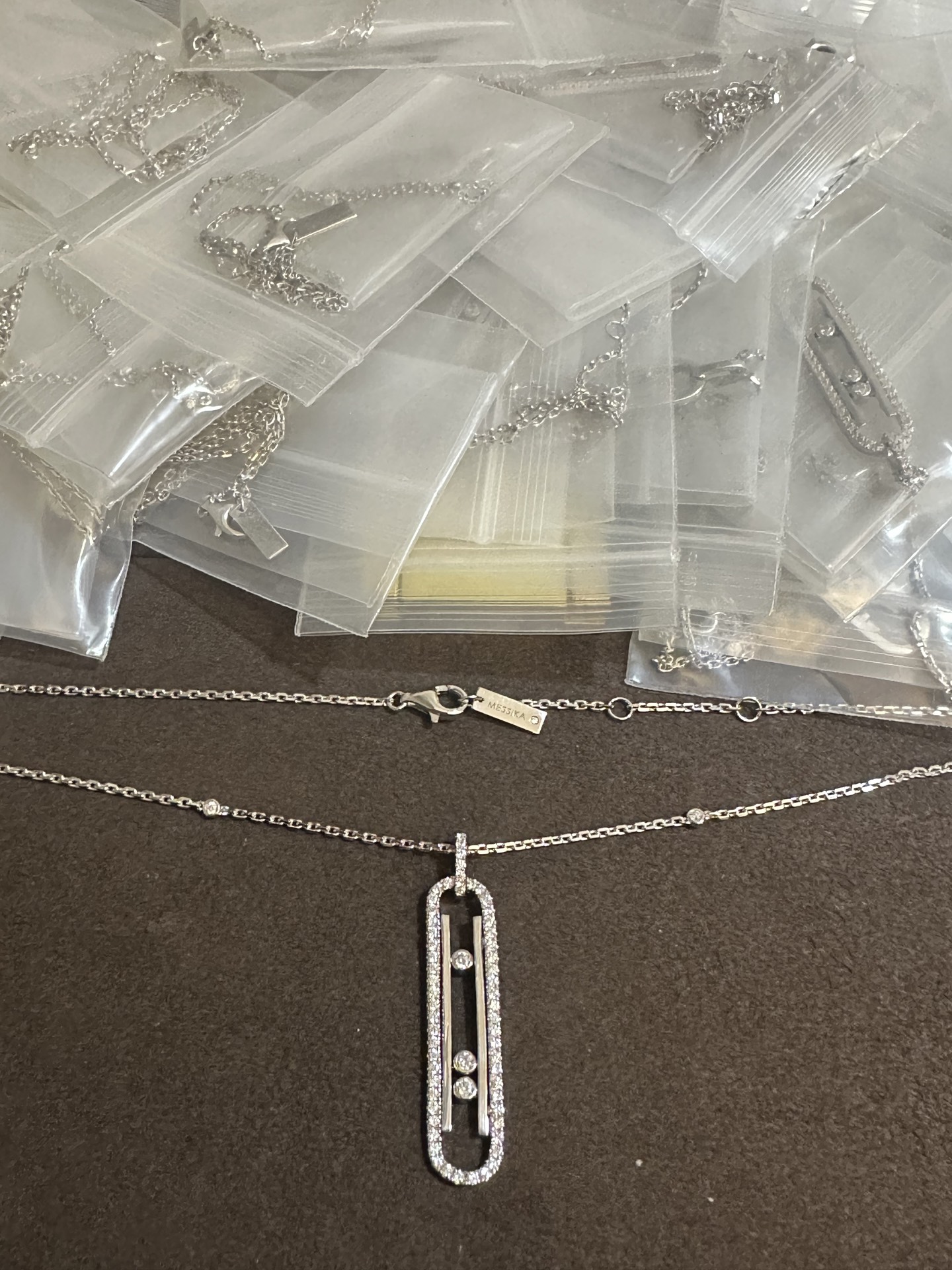 纯银顶级版梅西卡满钻项链，(实价)140