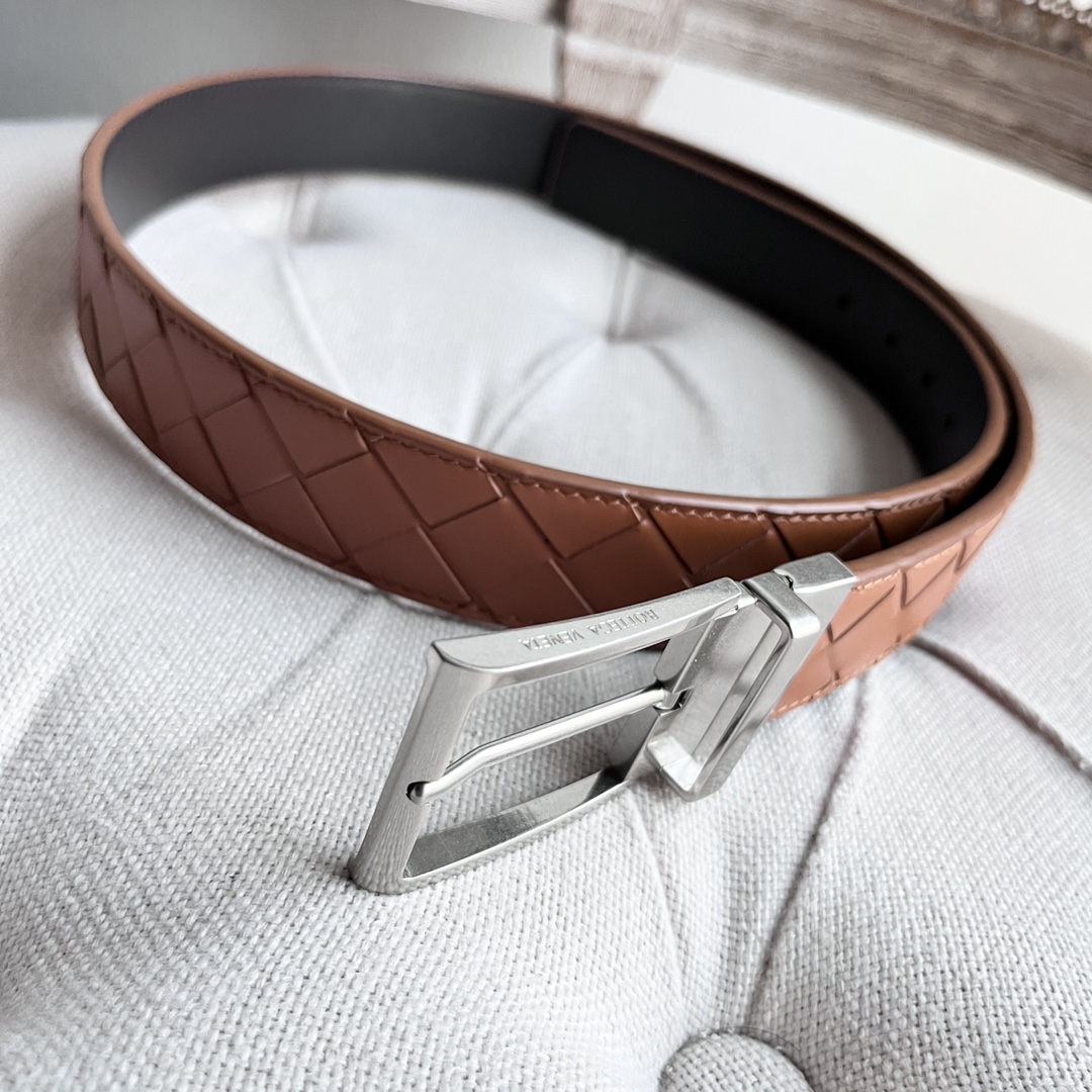 Newest Man Knitted Double-Sided Waist Belt with Italian Calves – 35MM Width - 图片 3