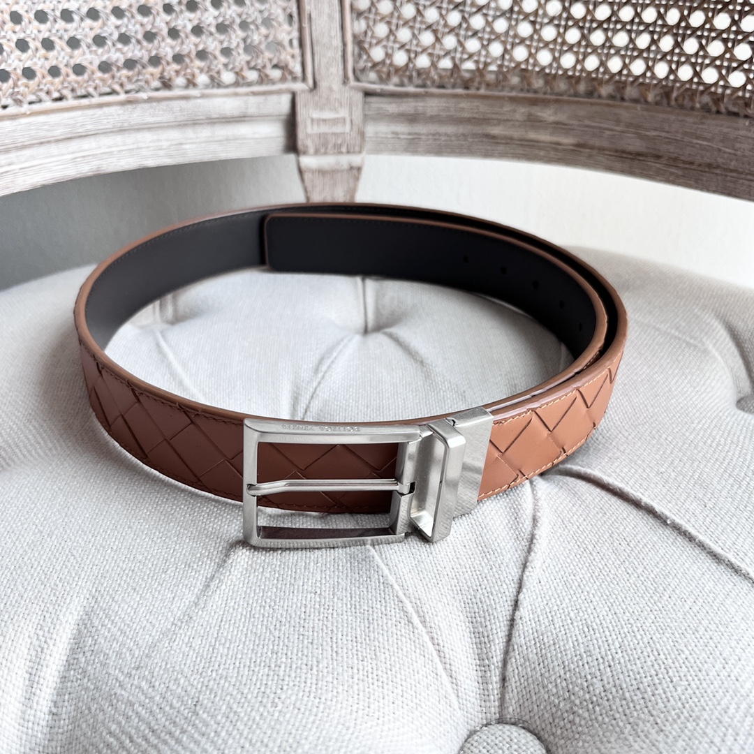 Newest Man Knitted Double-Sided Waist Belt with Italian Calves – 35MM Width - 图片 2