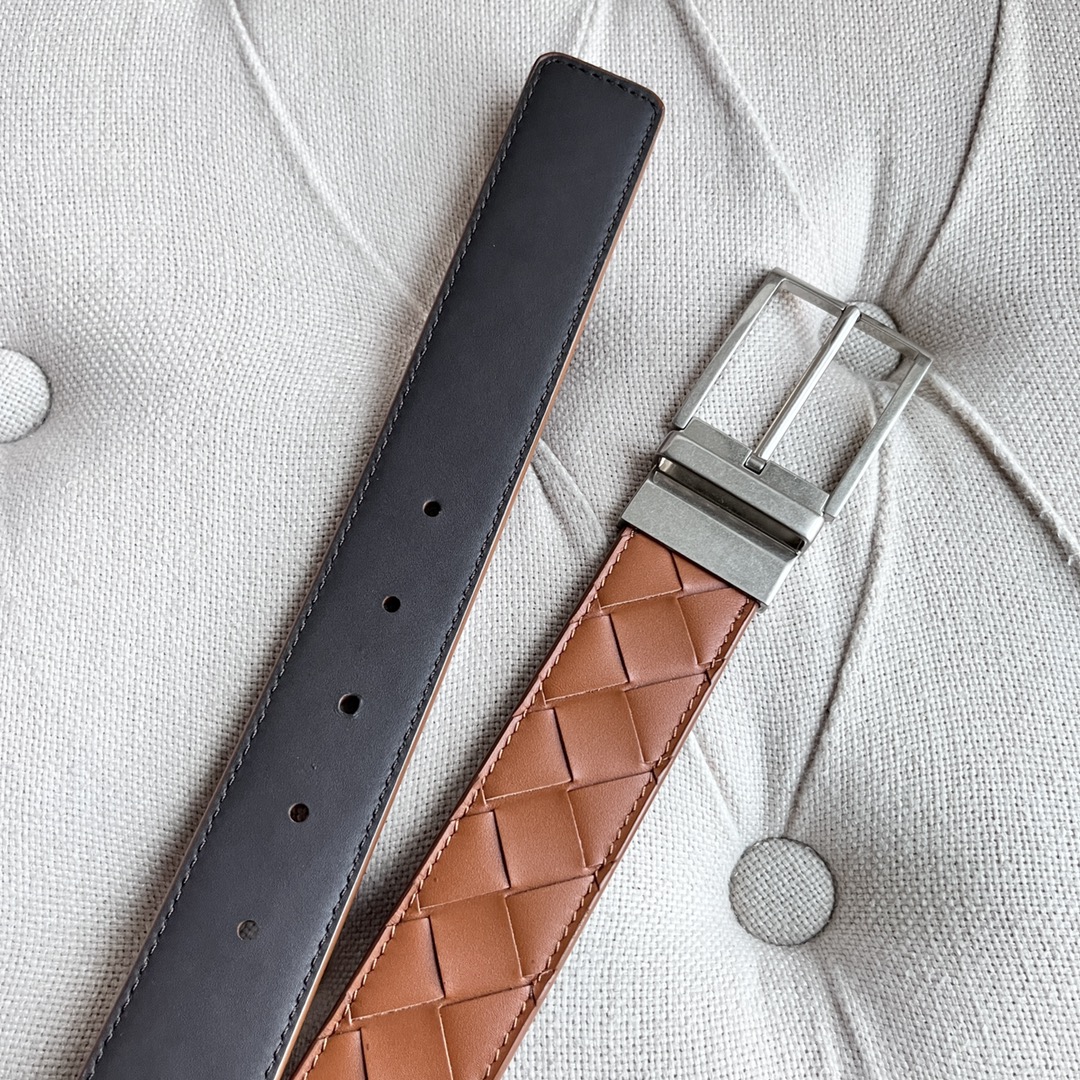 Newest Man Knitted Double-Sided Waist Belt with Italian Calves – 35MM Width - 图片 4